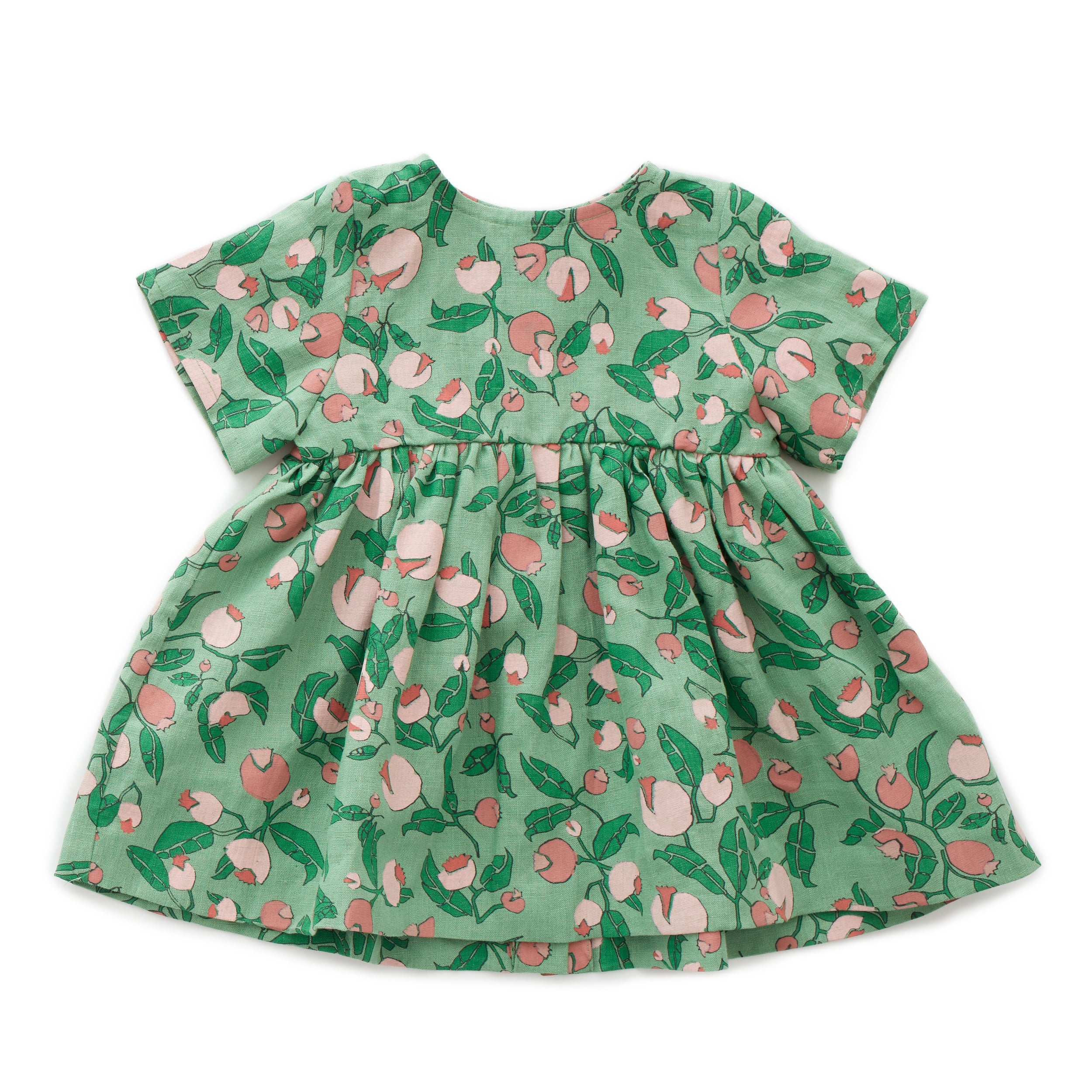 Girls Green Flowers Dress