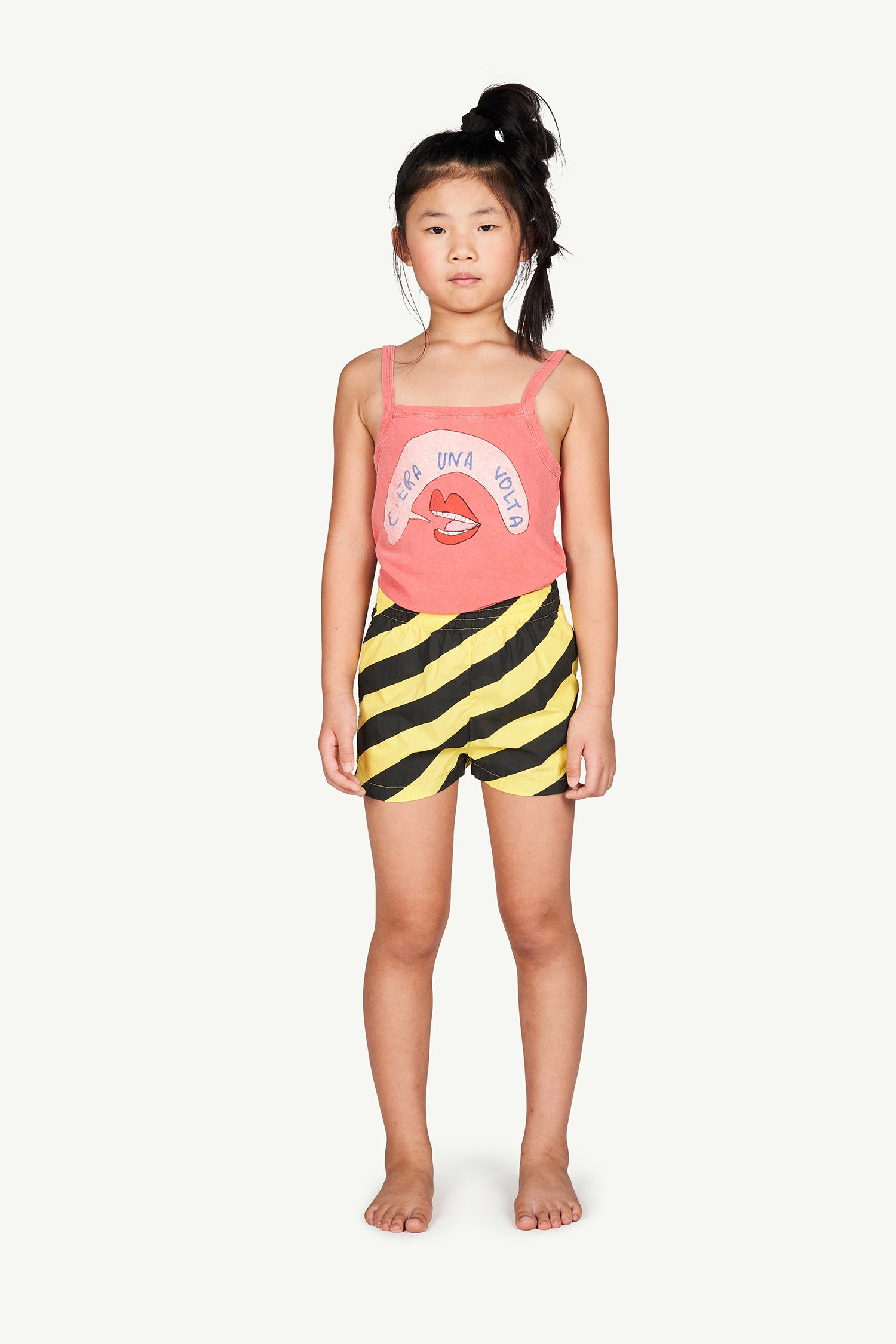 Girls Red Mouth Cotton Tank Top