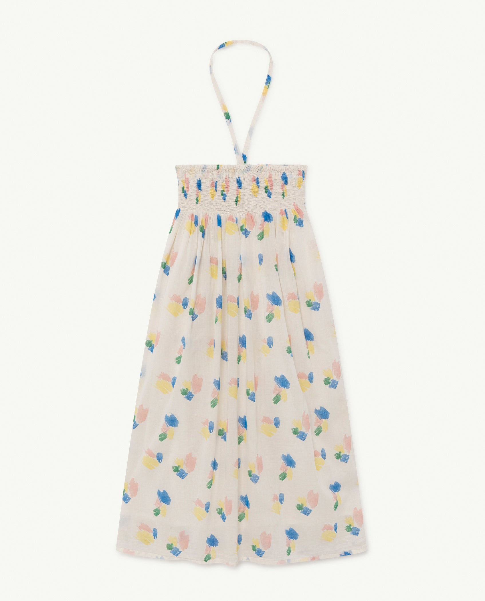 Girls White Painted Cotton Dress