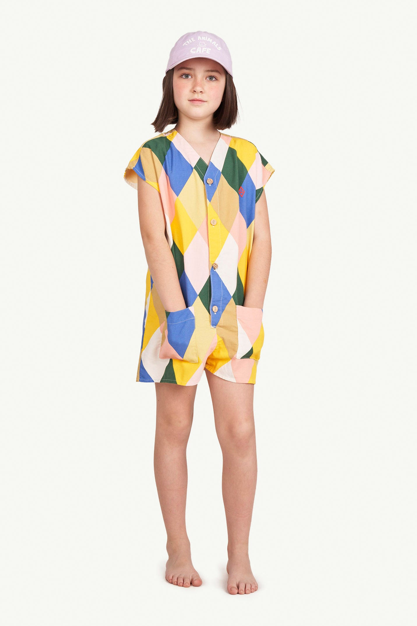 Girls Multicolor Check Romper