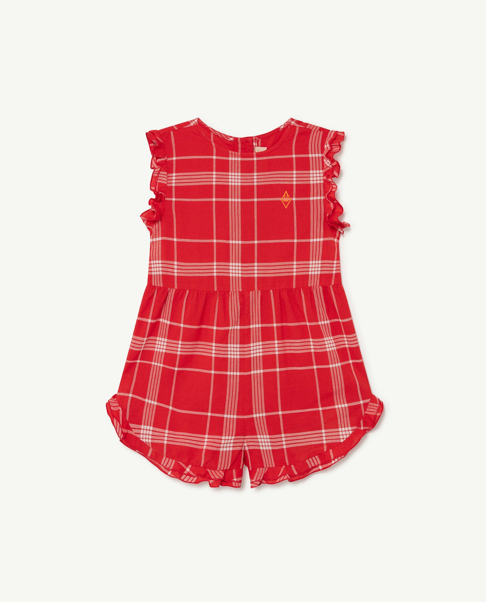 Girls Red Check Jumpsuit