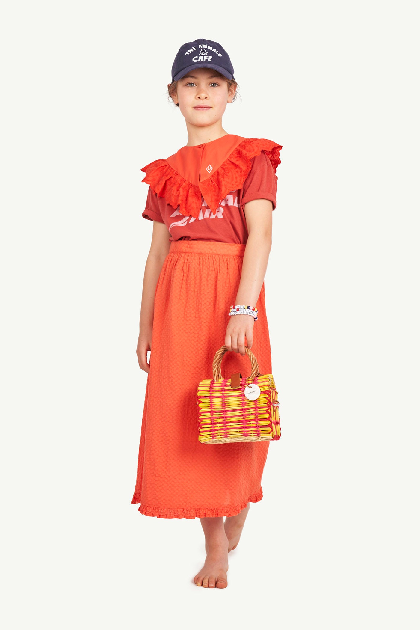 Girls Red Detachable Collar