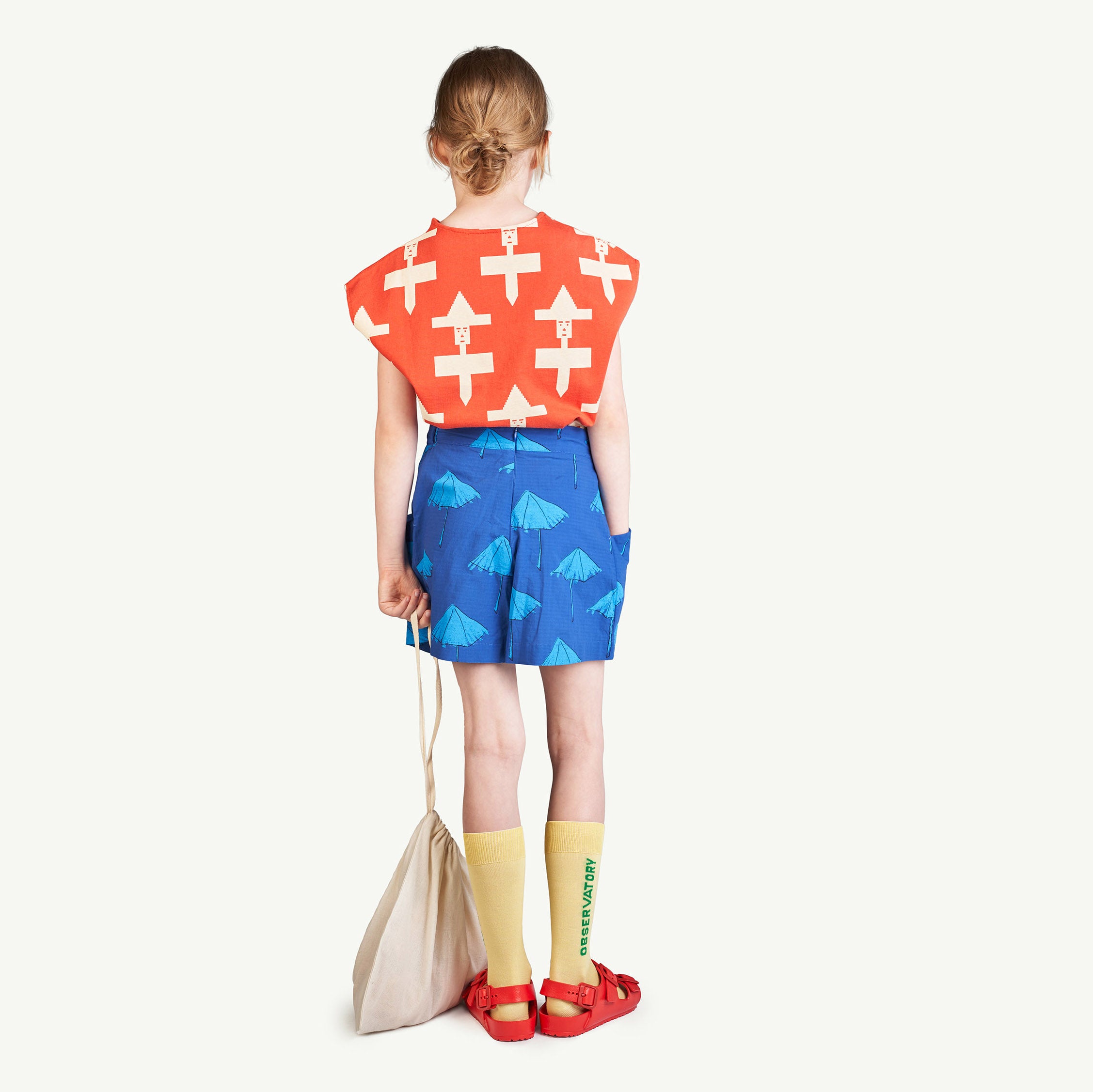 Girls Red Form Cotton T-Shirt