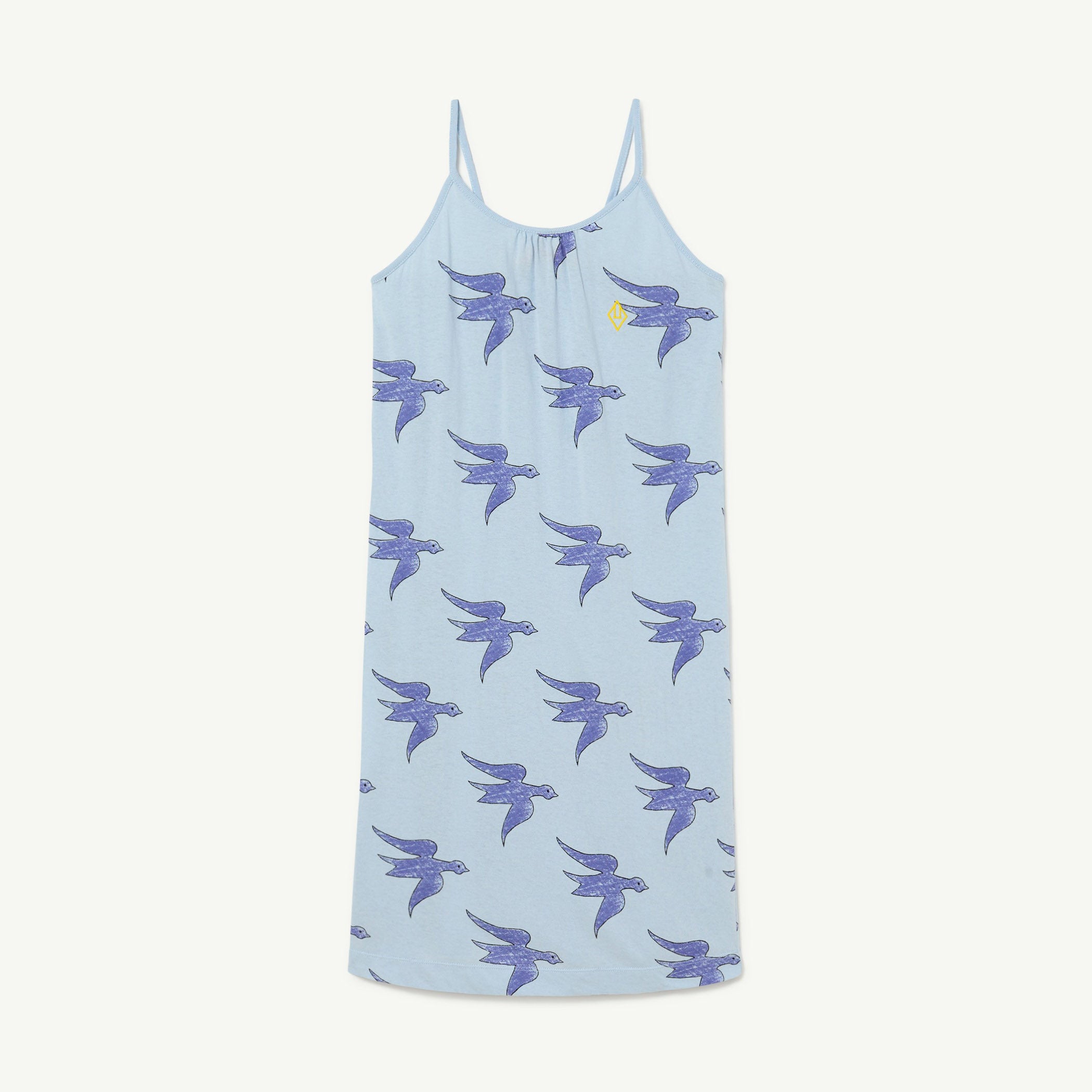 Girls Blue Bird Printed Cotton Dress