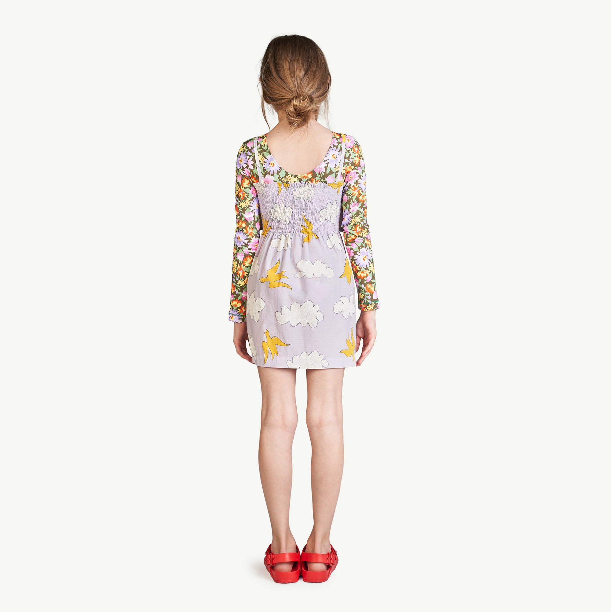 Girls Lilac Printed Cotton Dress