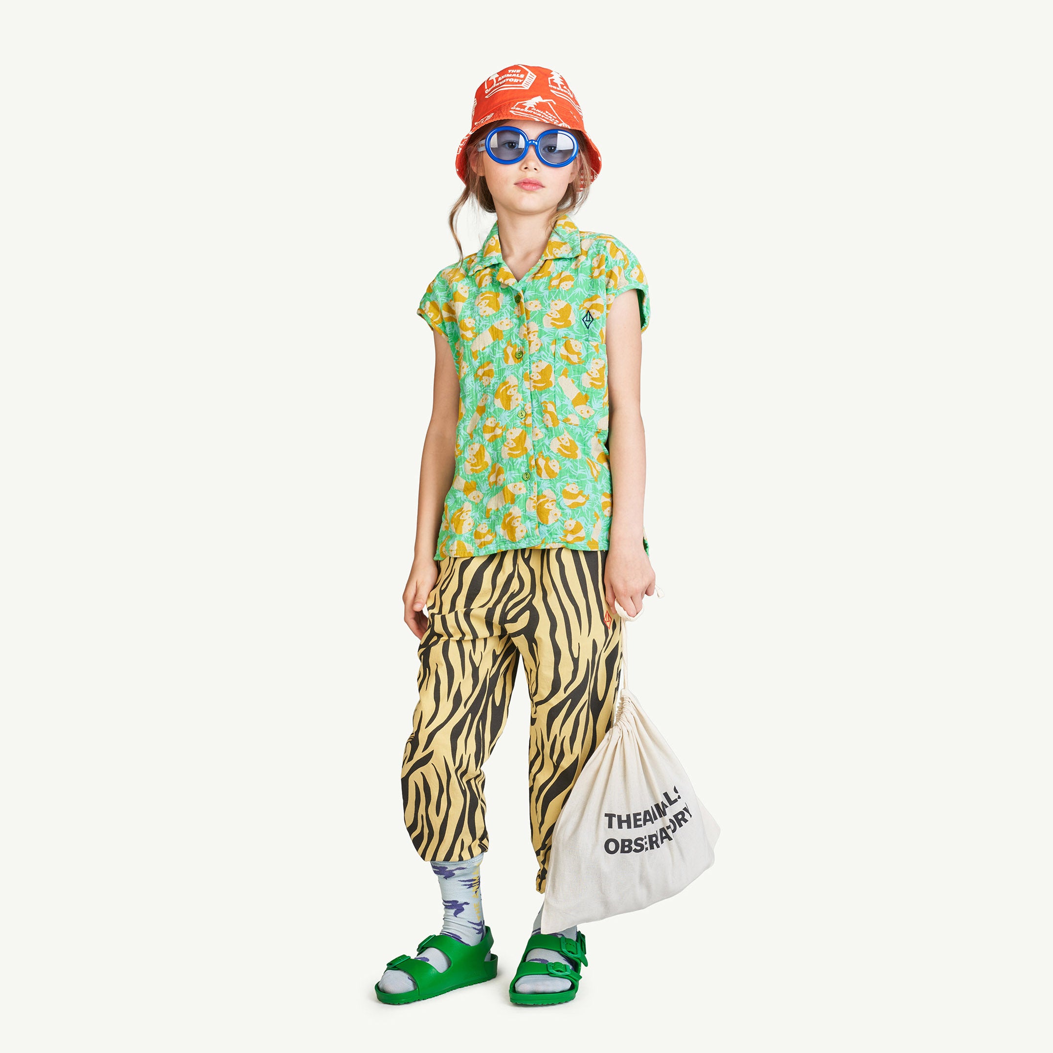 Boys & Girls Green Panda Cotton Shirt