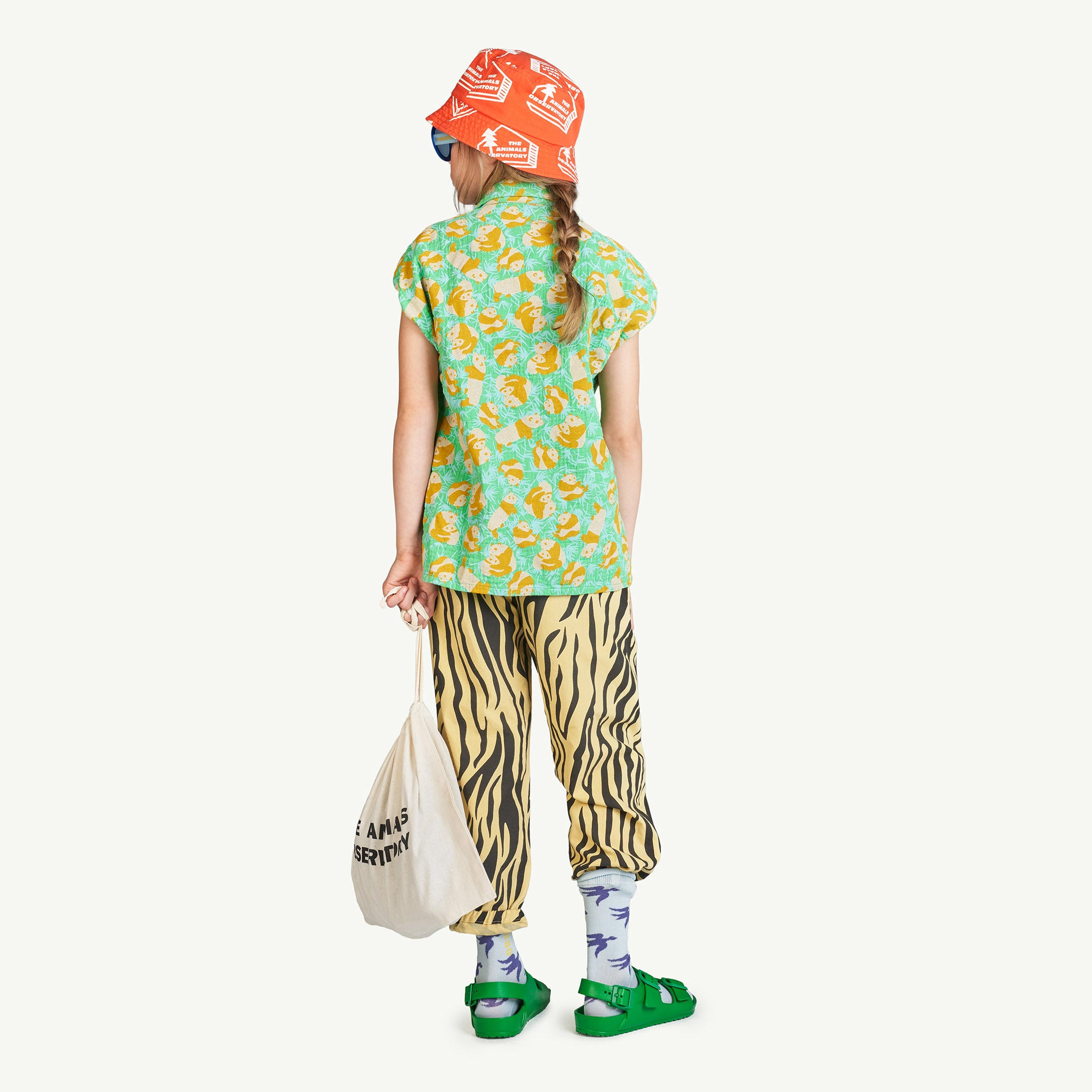 Boys & Girls Green Panda Cotton Shirt