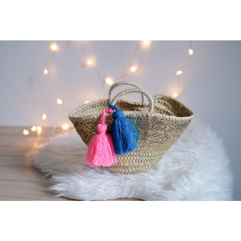 Girls Glitter Fluo Dried Plant Fibre Small Basket