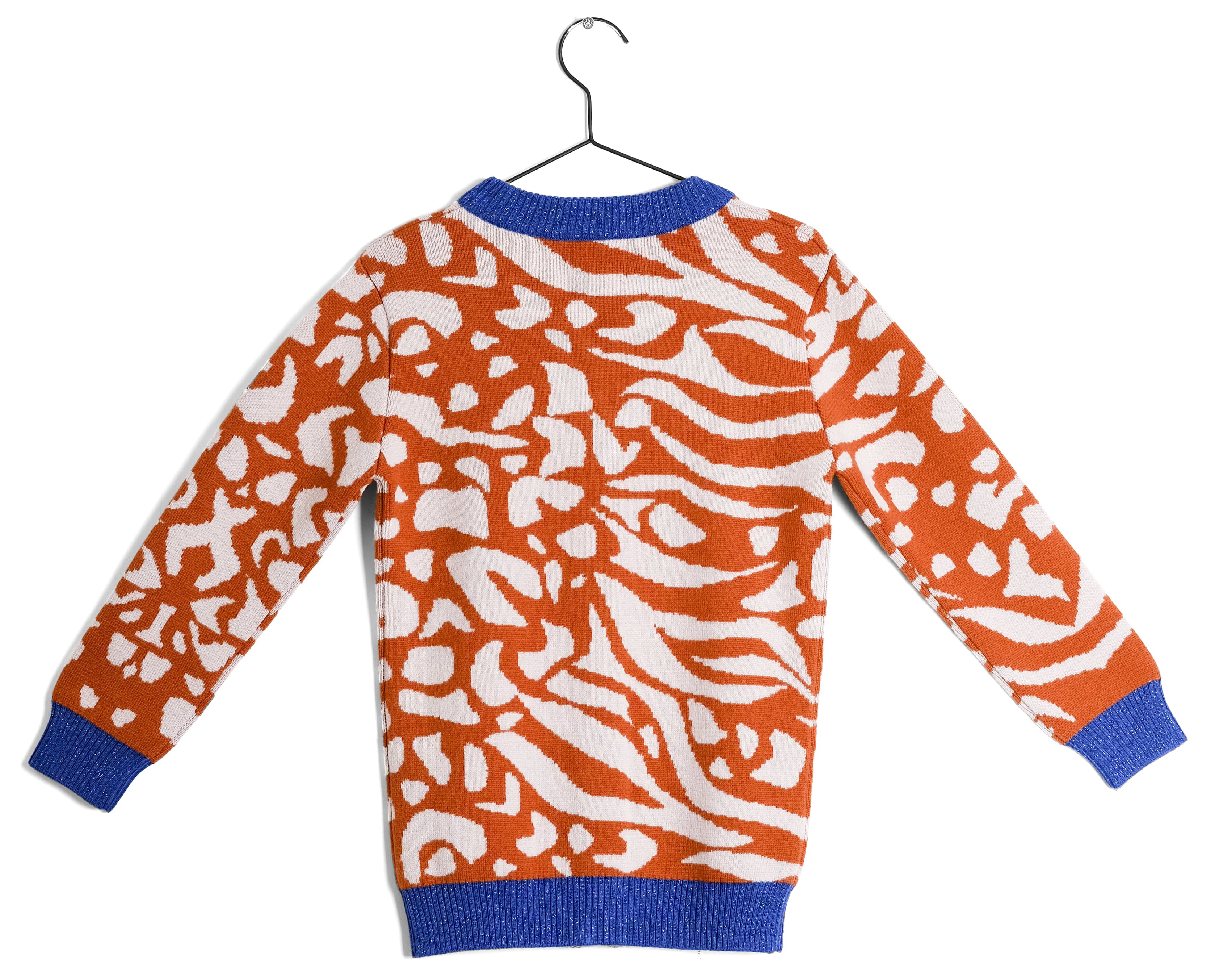 Boys & Girls Orange & Blue V-neck Wool Cardigan
