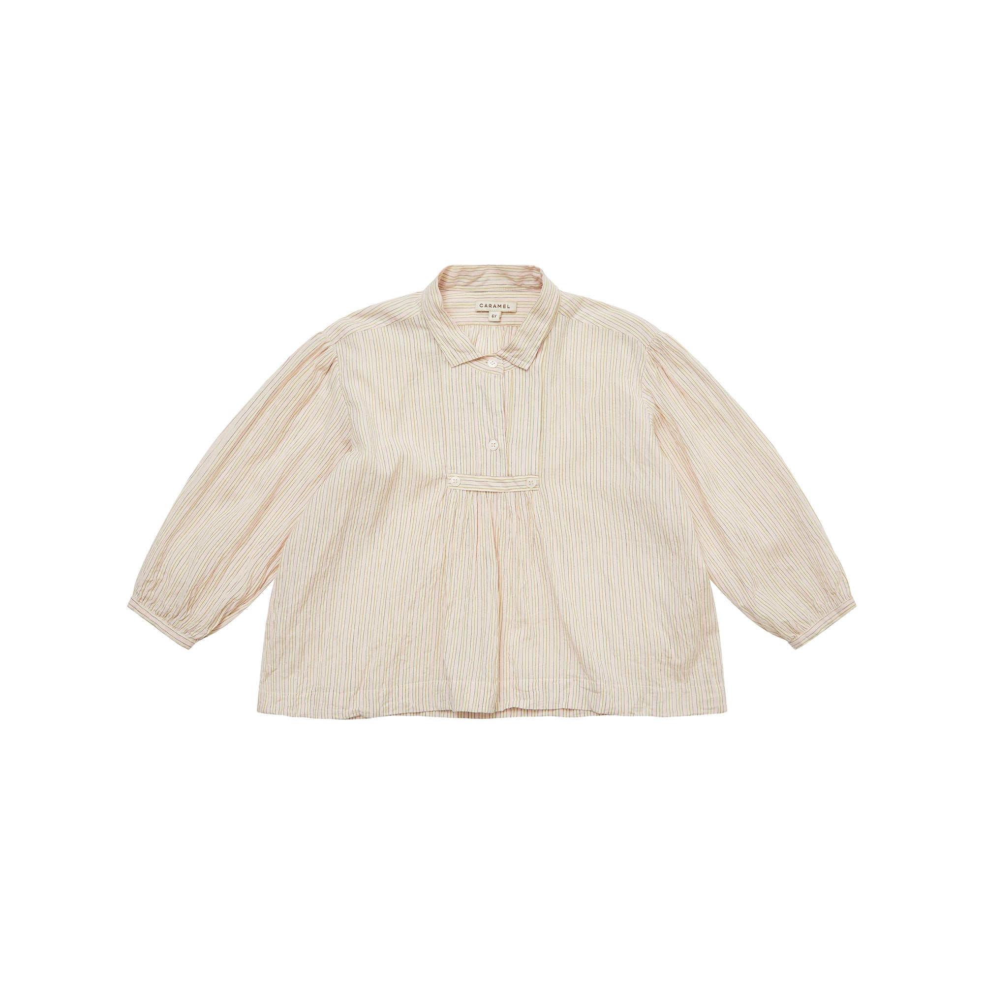 Girls Light Yellow Stripes Cotton Shirt