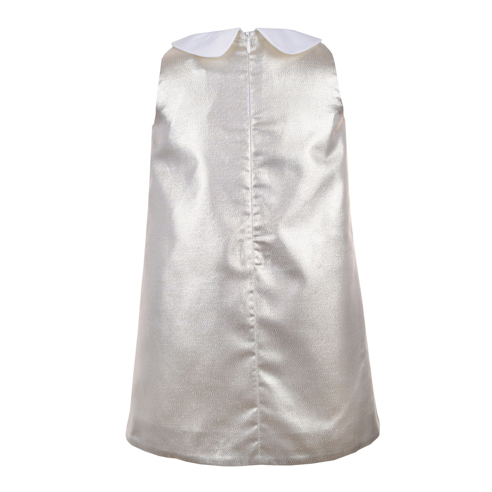 Girls Metallic Gold&Ivory Peter Pan Collar Shift Dress - CÉMAROSE | Children's Fashion Store - 2
