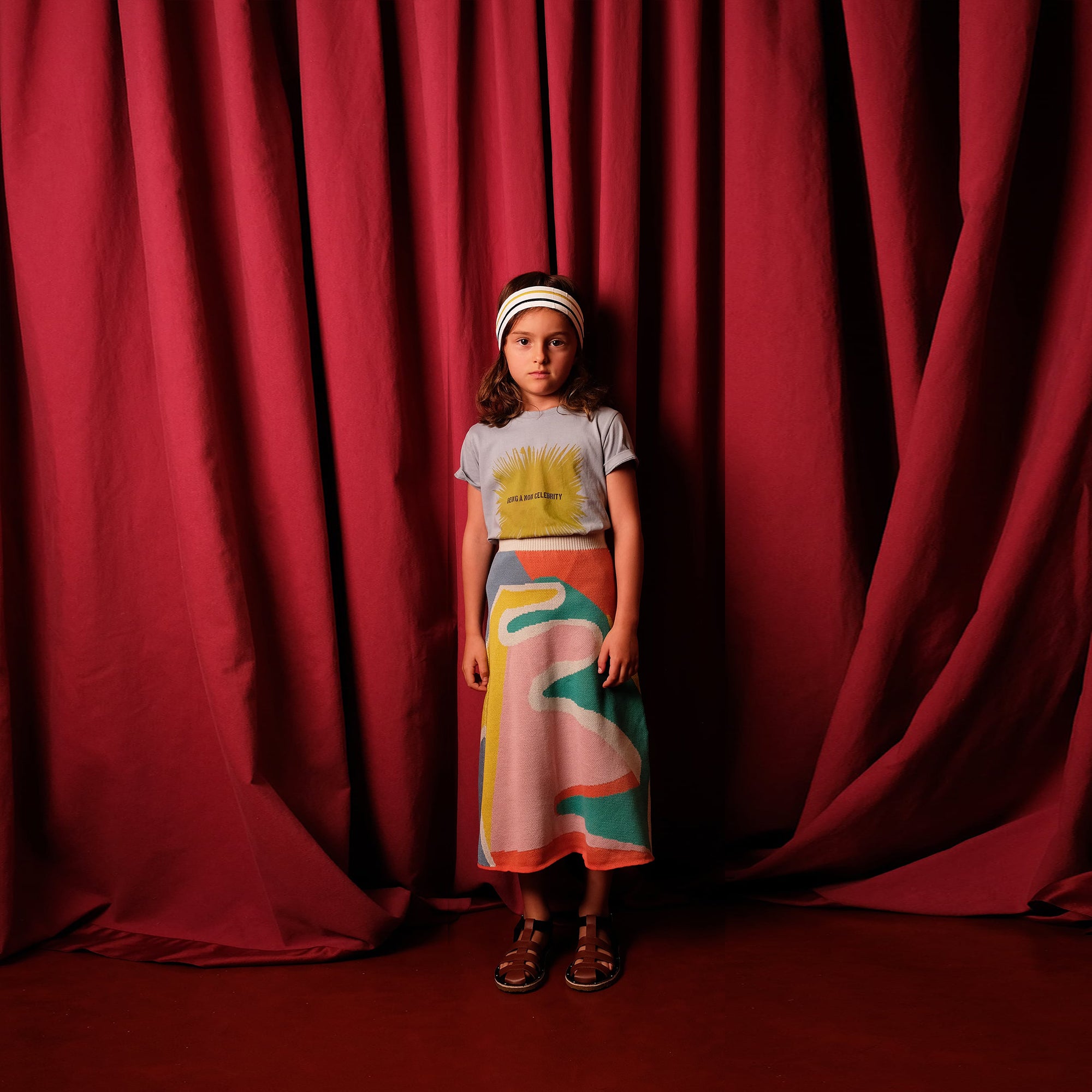 Girls Multicolour Landscape Cotton Skirt
