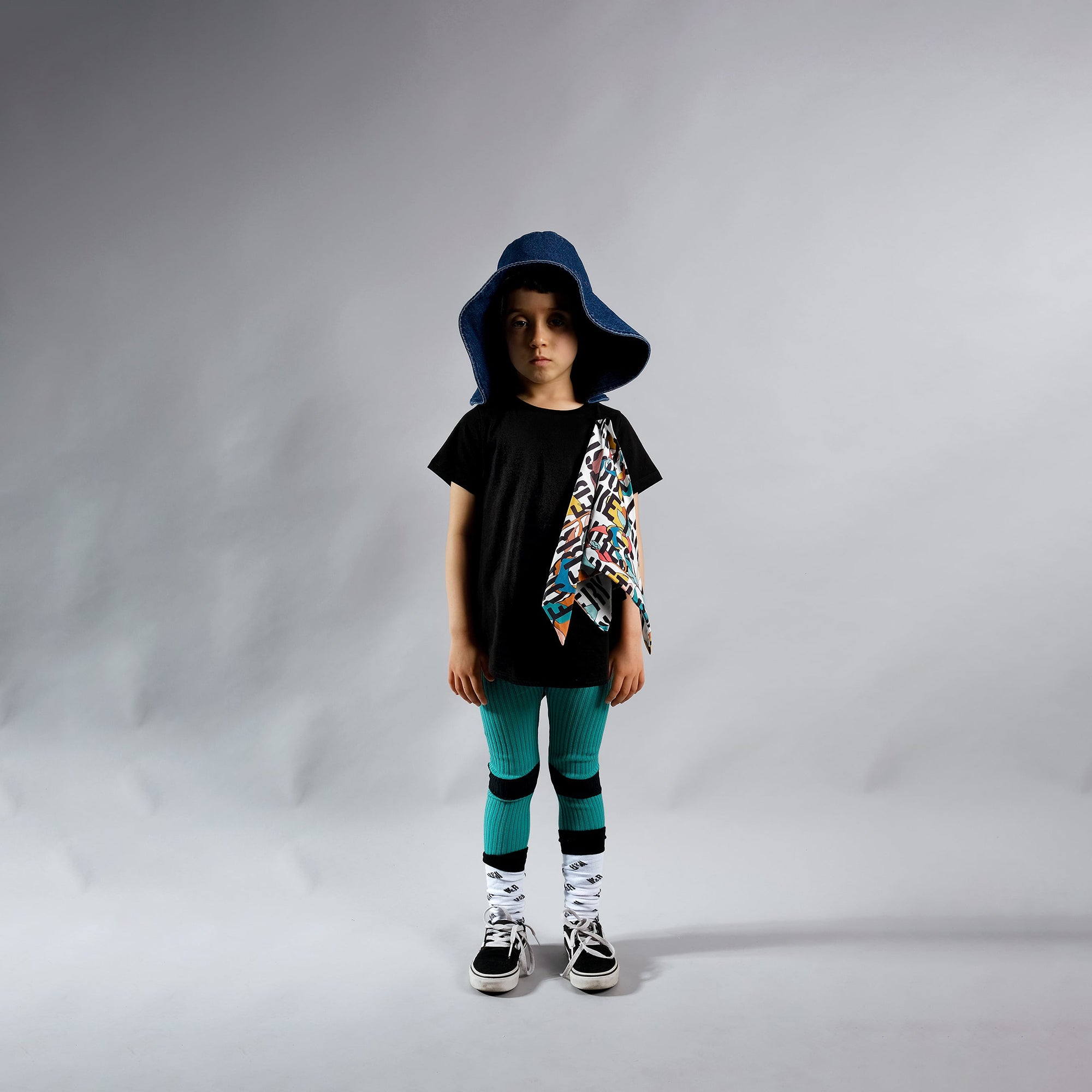 Girls Black Cotton Collar