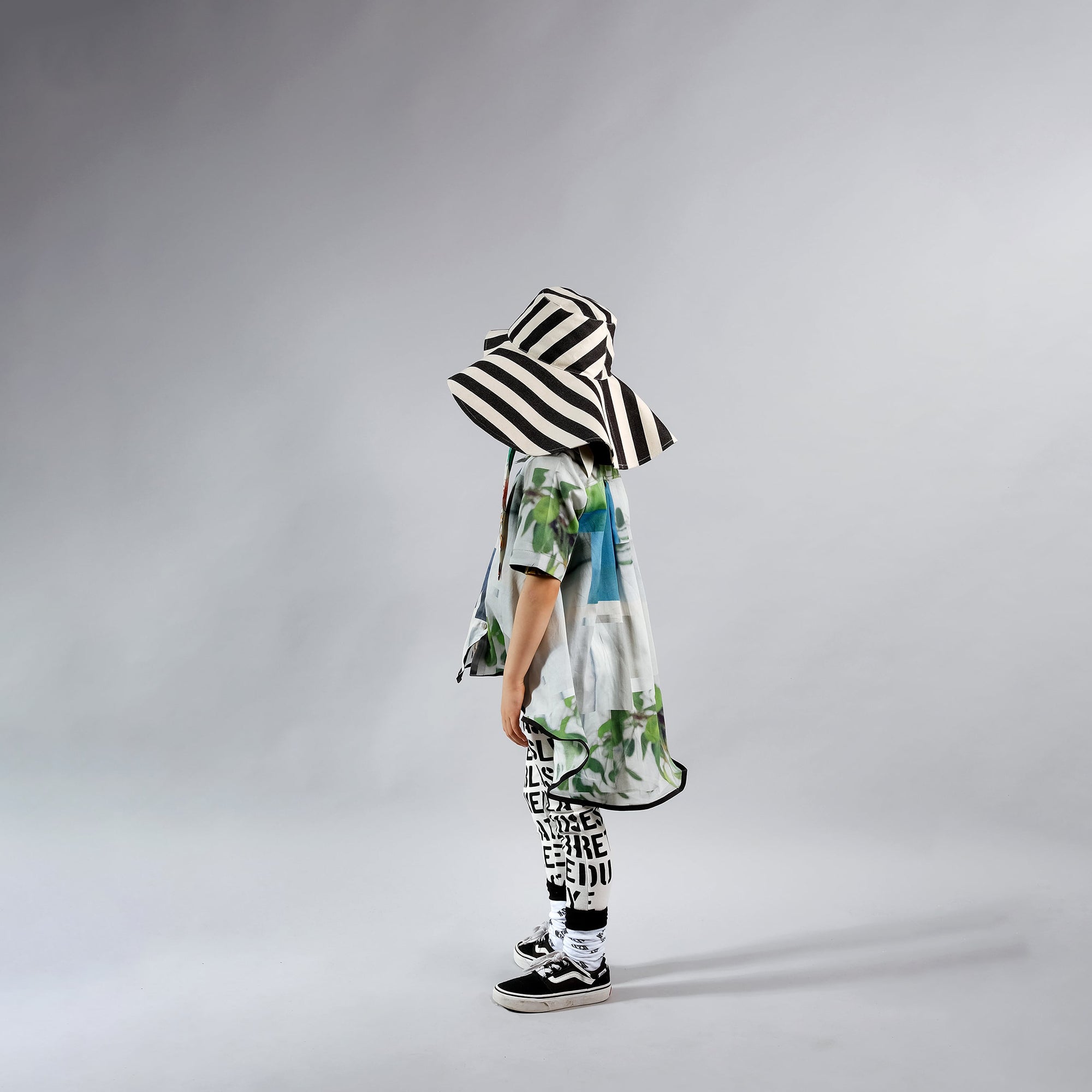 Girls Black Stripes Cotton Hat