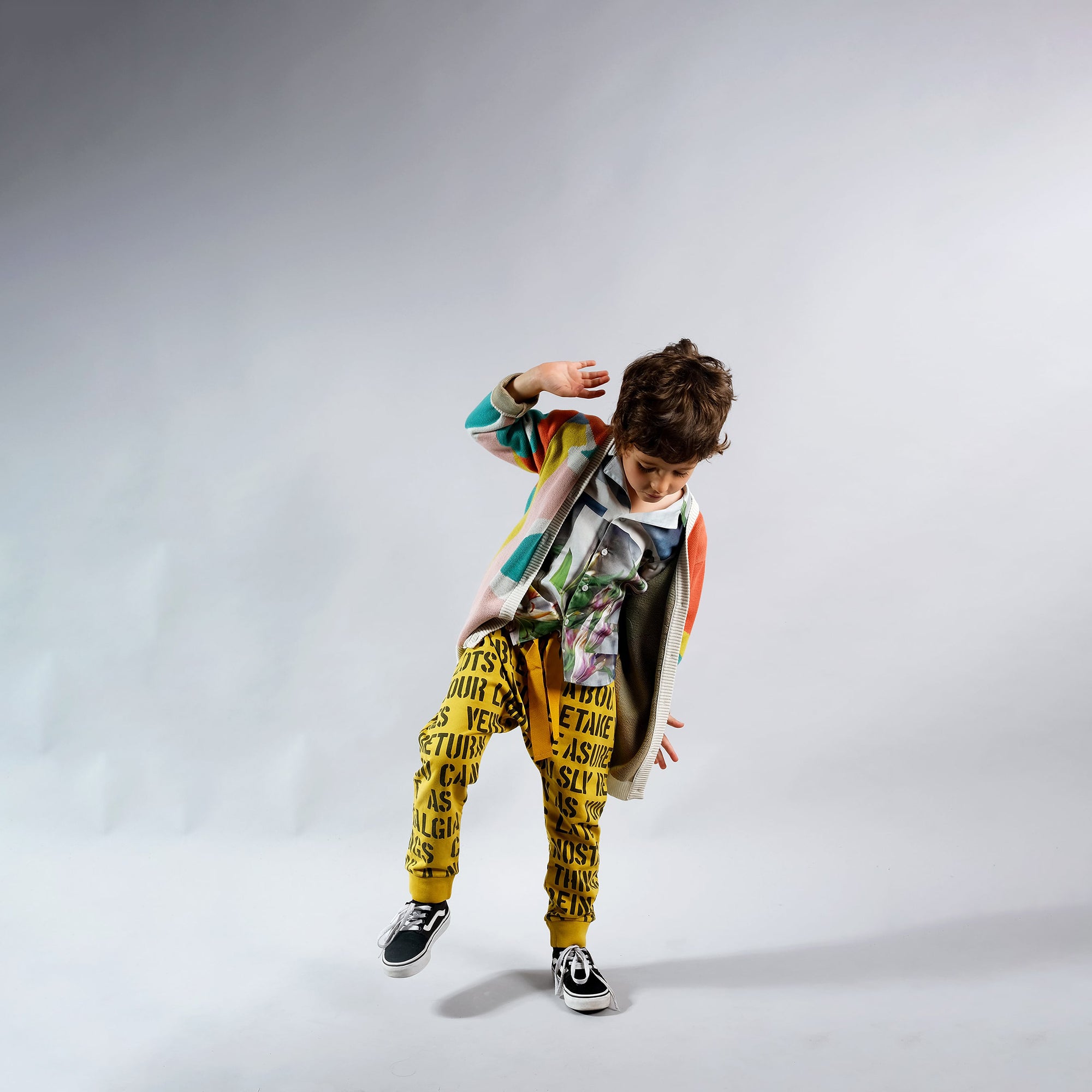 Girls Yellow Printed Cotton Trousers