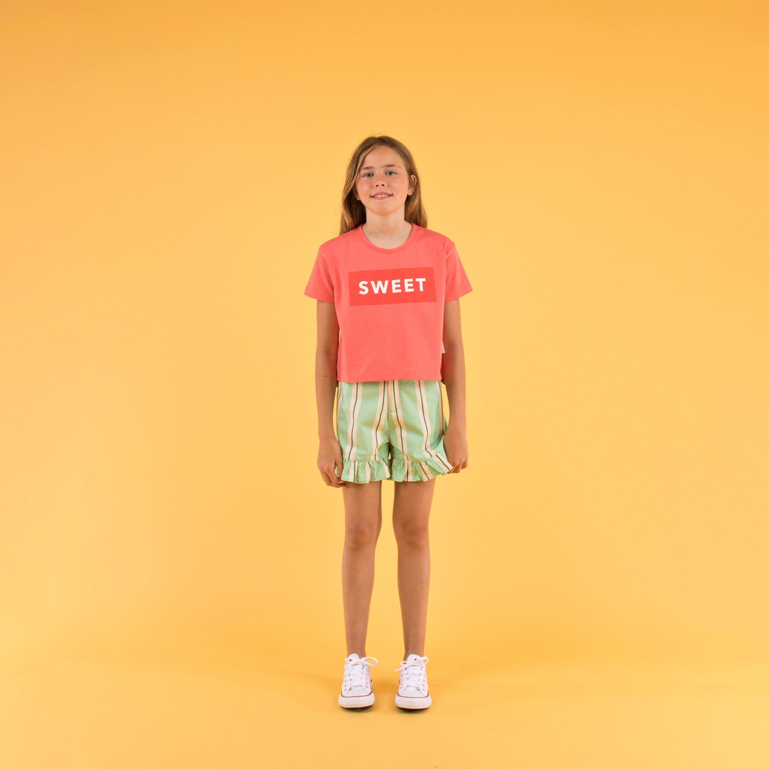 Girls Light Red Pima Cotton T-shirt