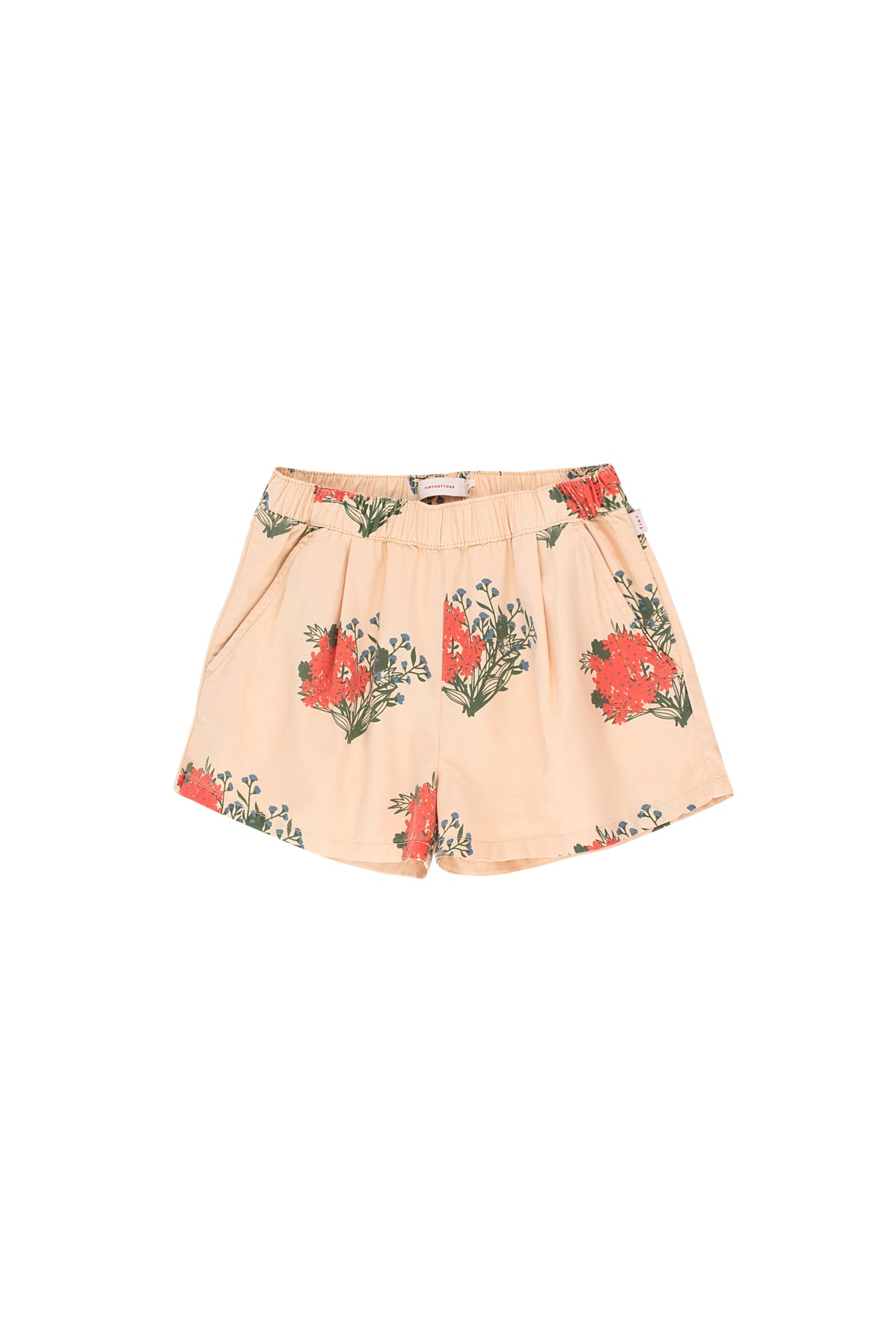 Girls Light Yellow Flowers Cotton Shorts