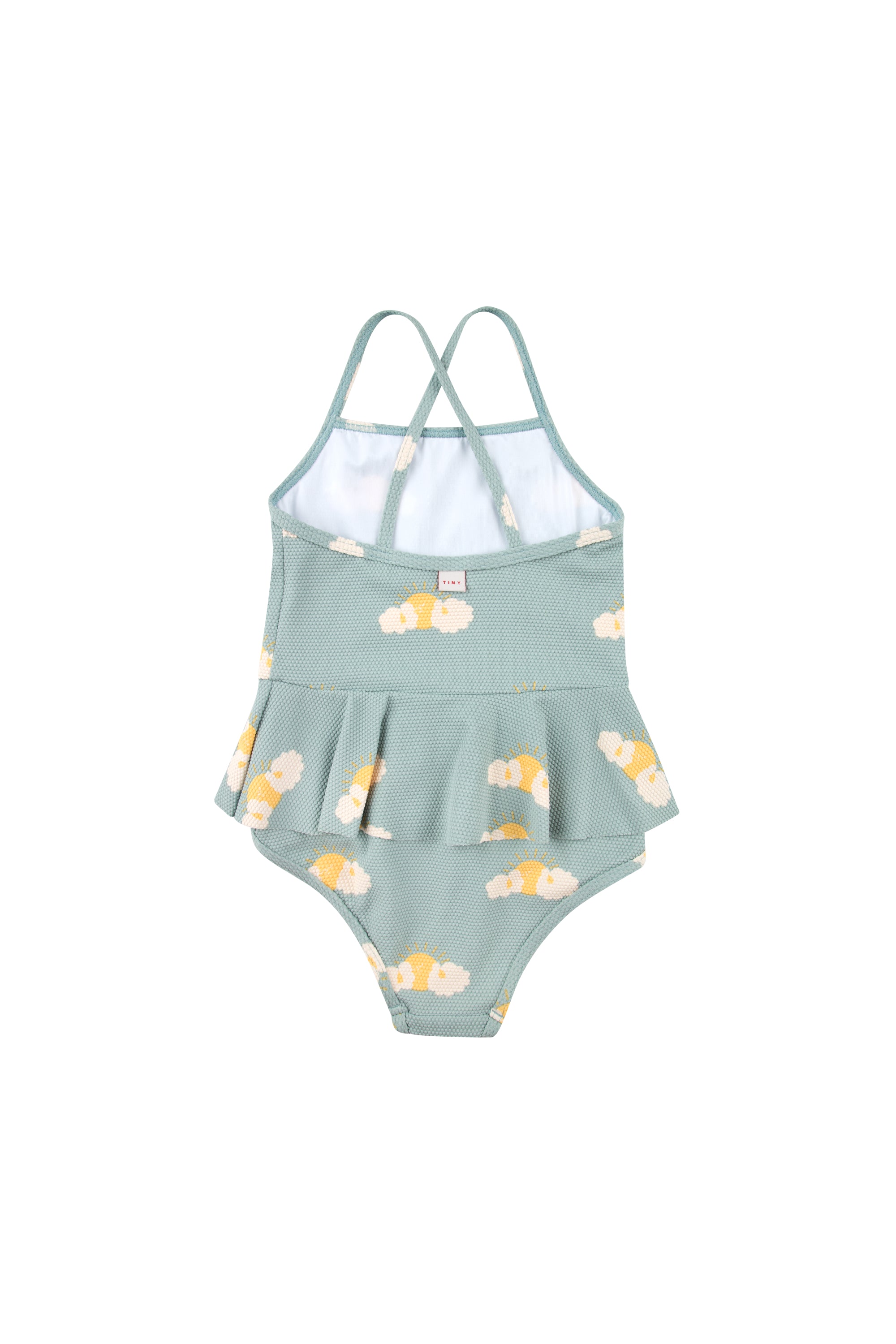 Girls Sea Green & Yellow Flowers Swimsuit