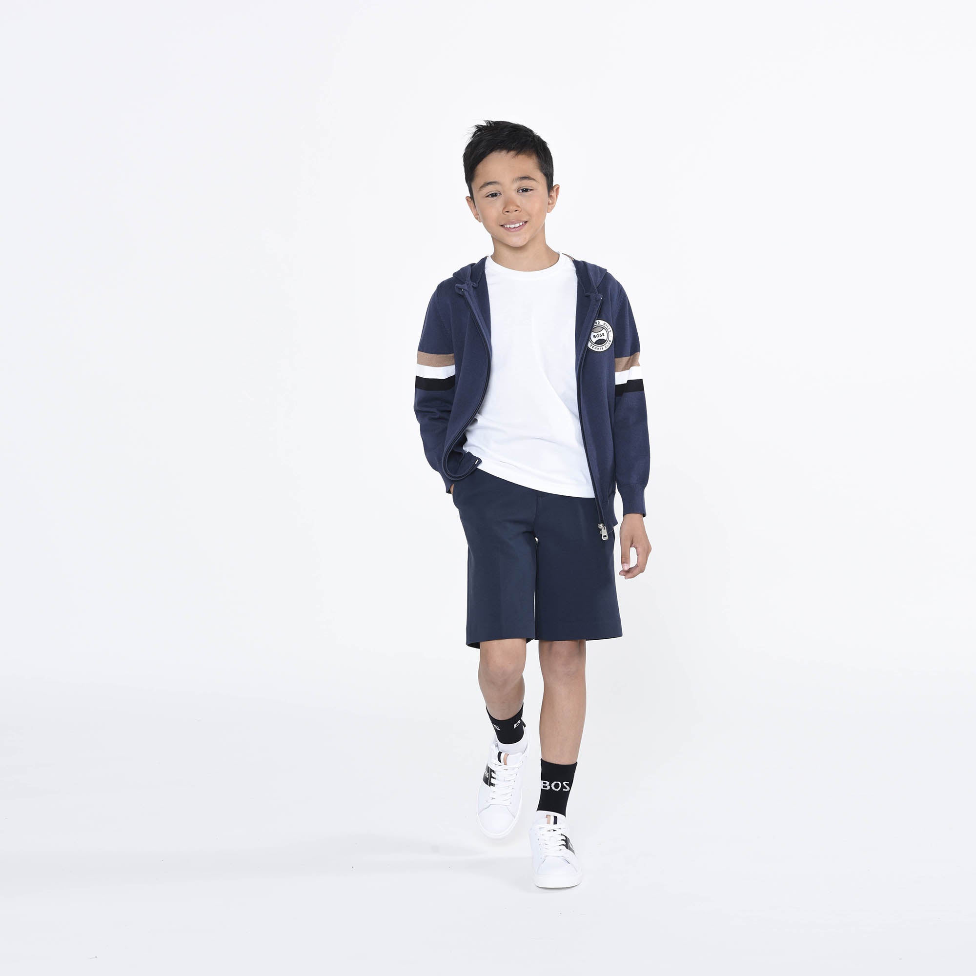 Boys White Logo Cotton T-Shirt