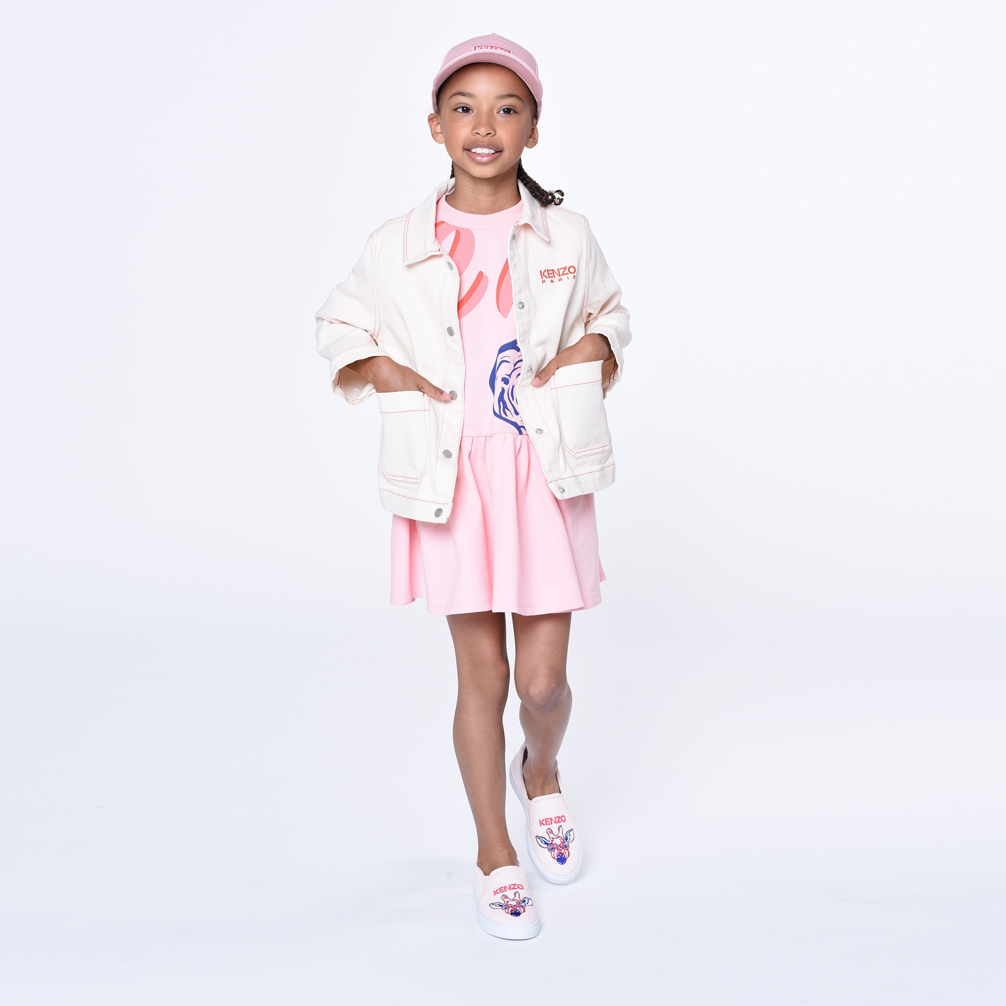 Girls Pink Logo Cotton Dress