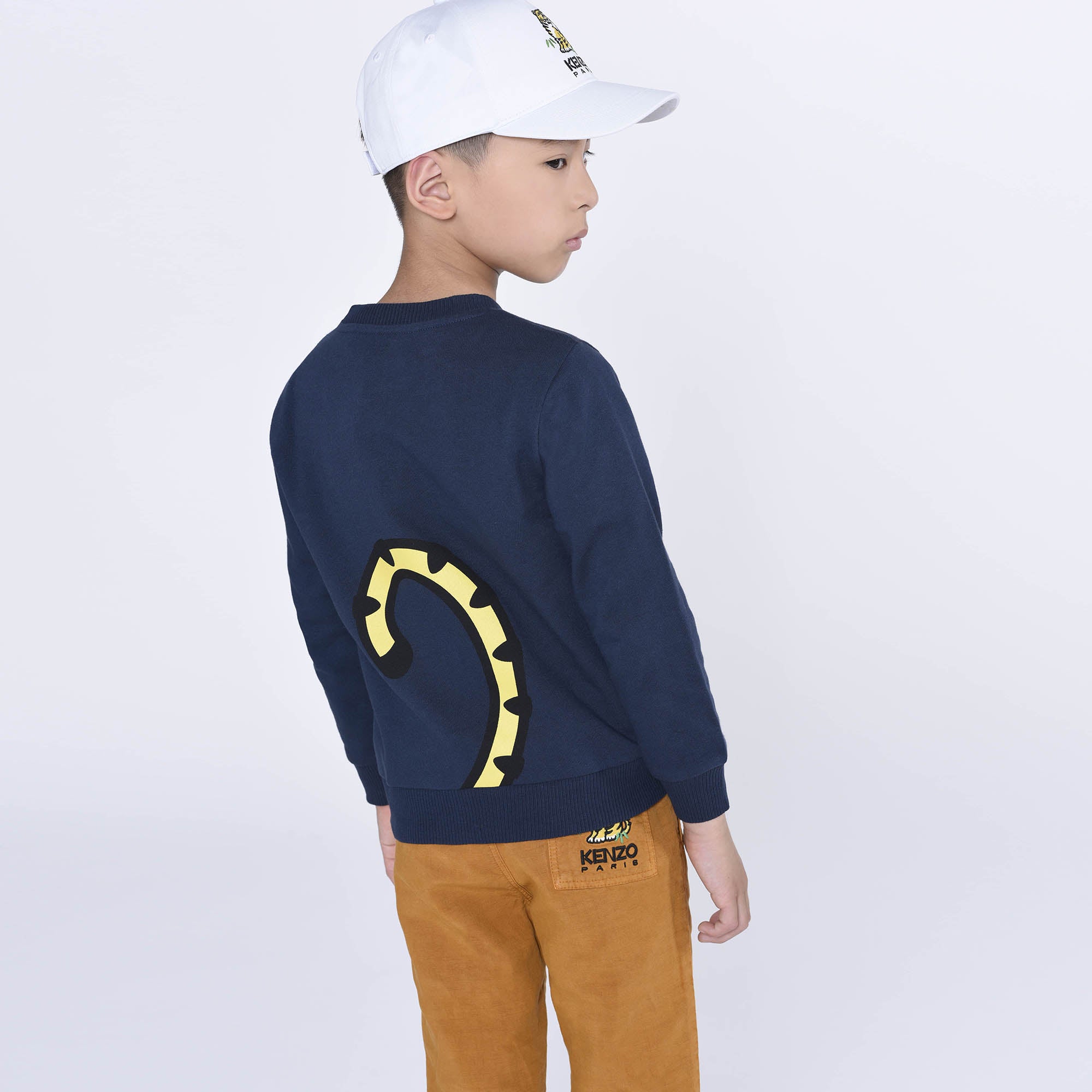 Boys Navy Printed Cotton Sweatshirt