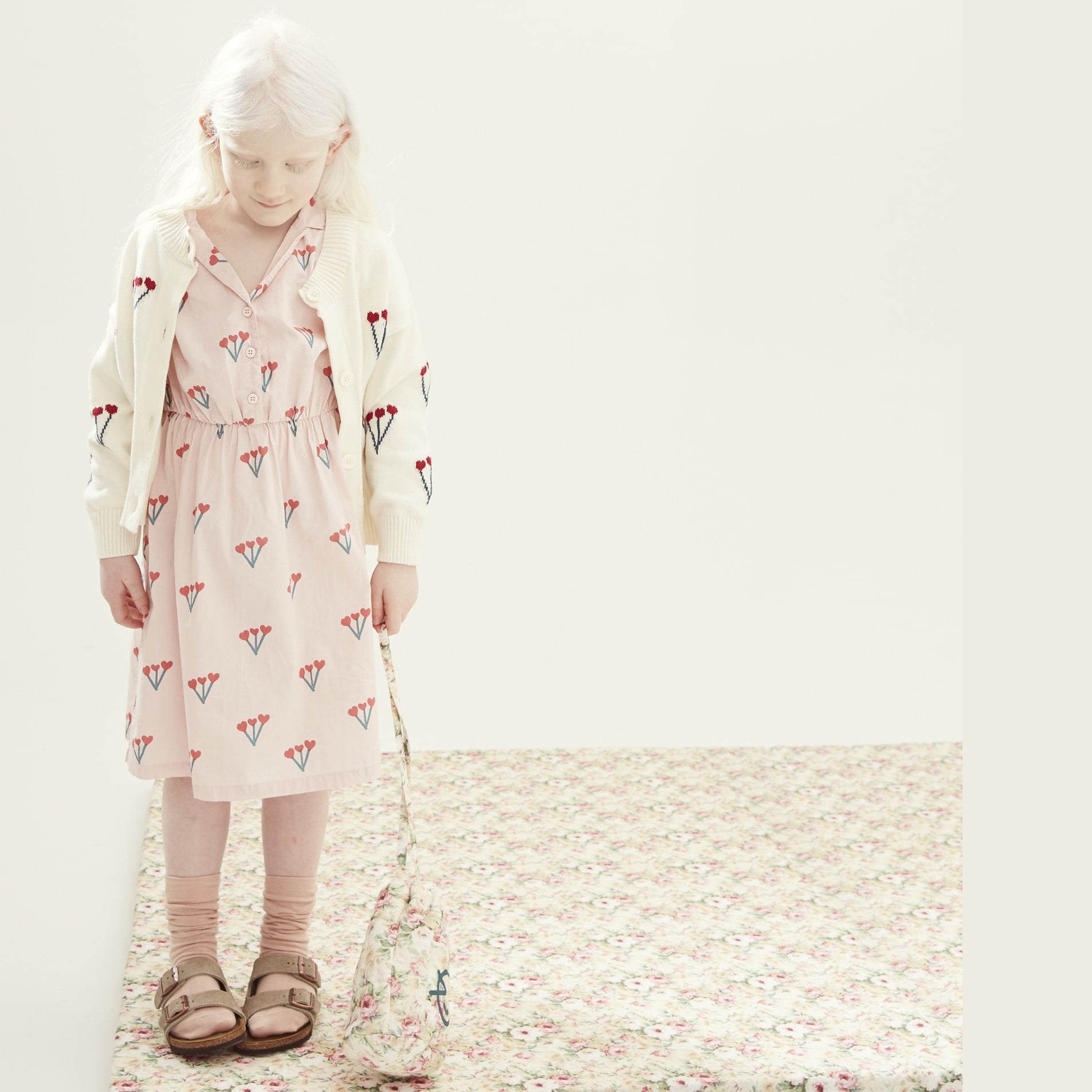 Girls Pink Flower Cotton Dress