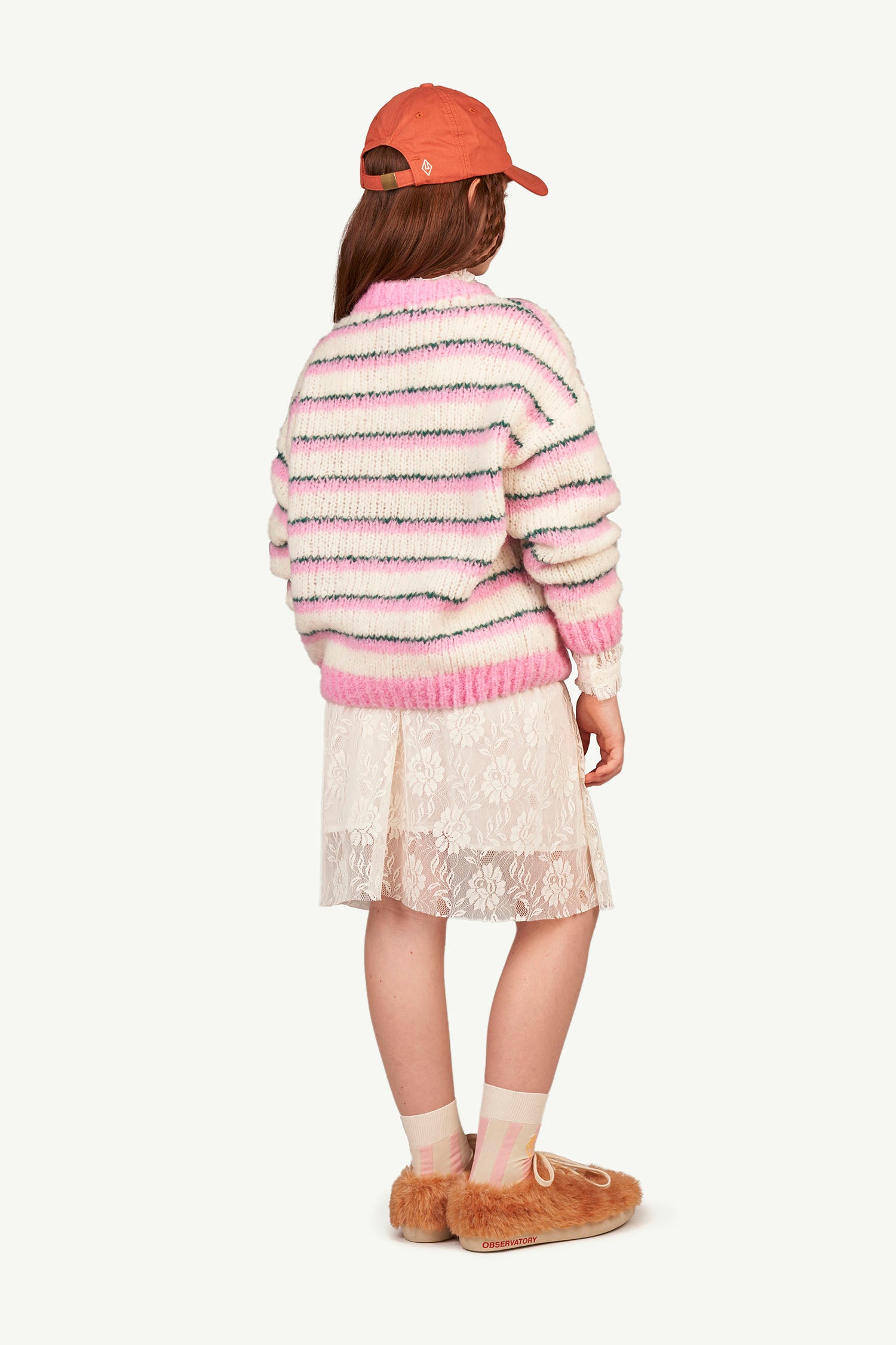 Girls Pink Stripes Wool Sweater