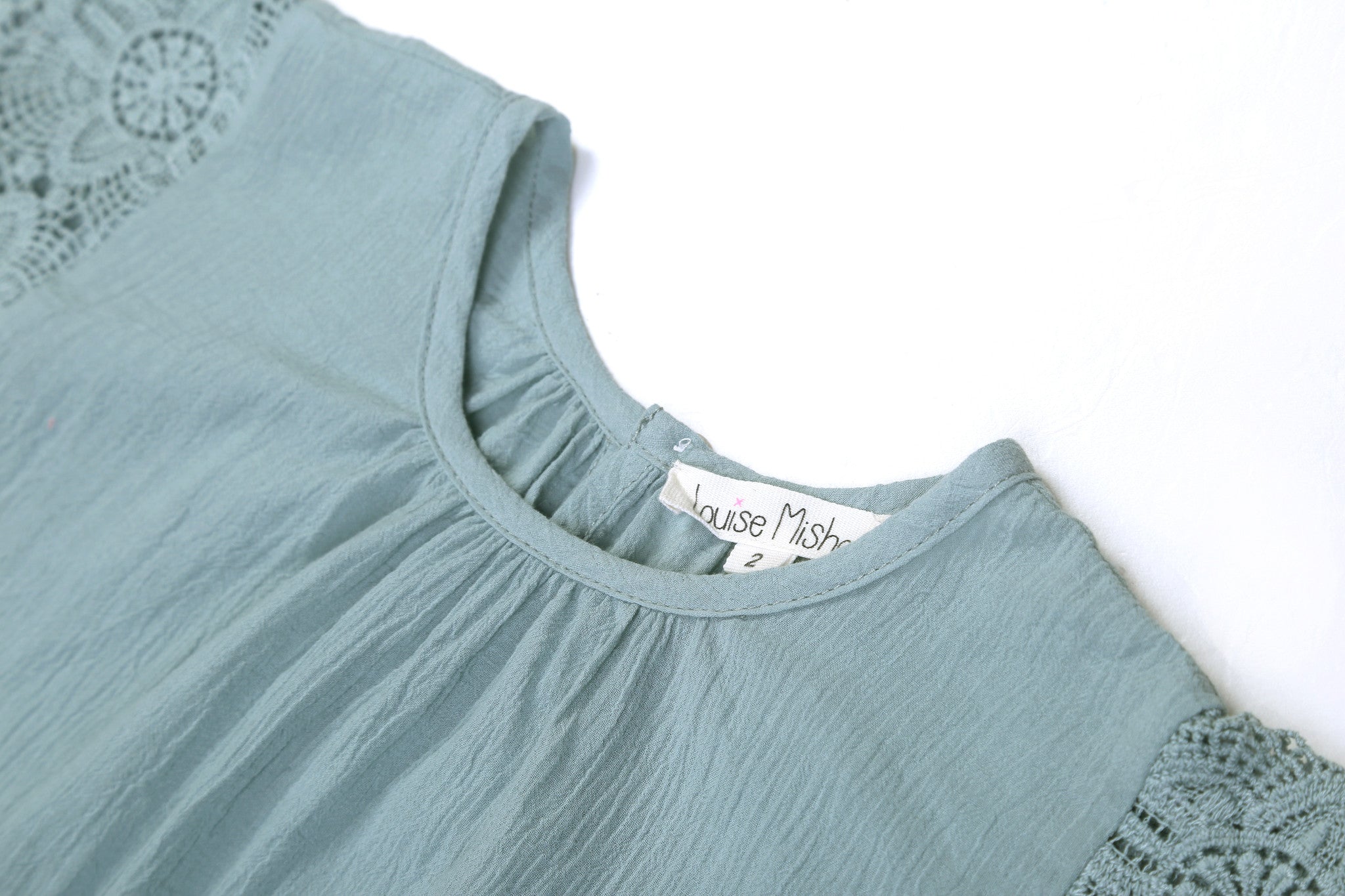 Girls Light Blue Lace Trims Cotton 'Aleria' Blouse - CÉMAROSE | Children's Fashion Store - 5