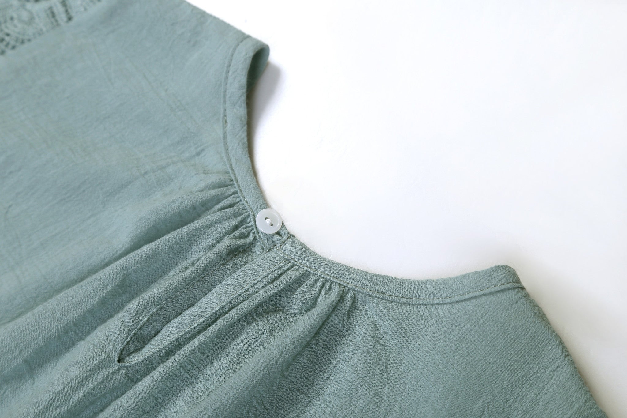 Girls Light Blue Lace Trims Cotton 'Aleria' Blouse - CÉMAROSE | Children's Fashion Store - 6