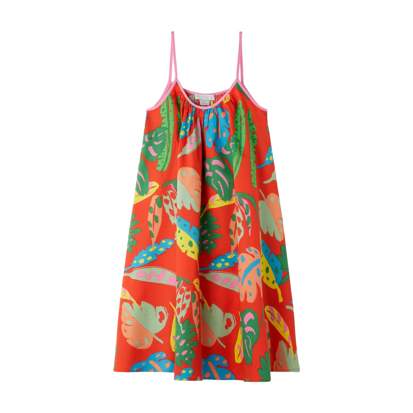 Girls Red Printed Cotton Dress