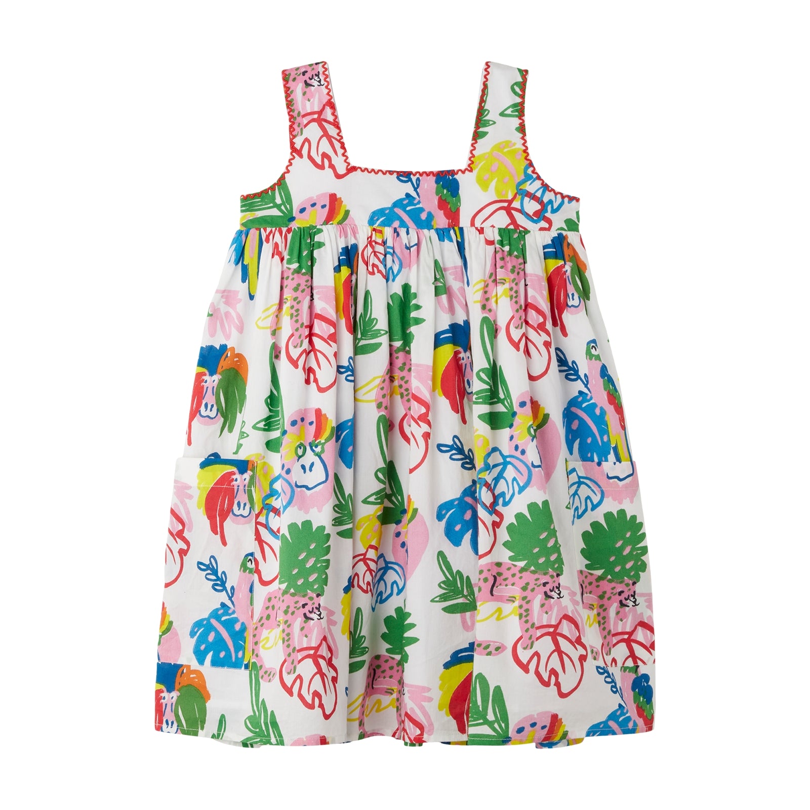 Girls Multicolor Printed Cotton Dress