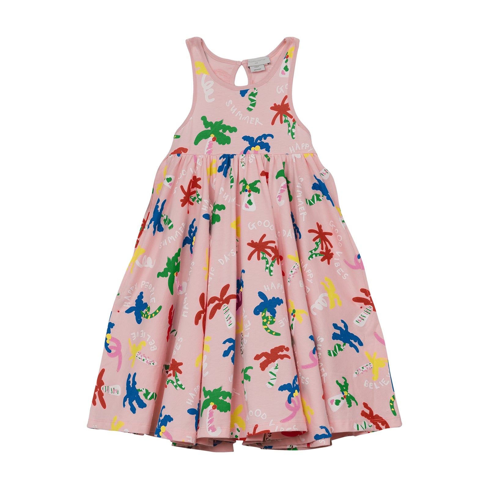 Girls Pink Printed Cotton Dress
