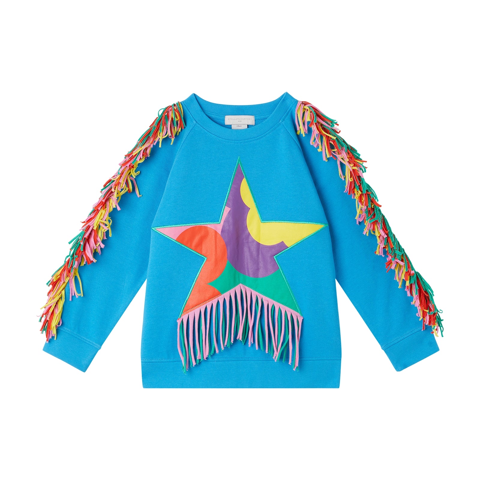 Girls Blue Tassel Cotton Sweatshirt