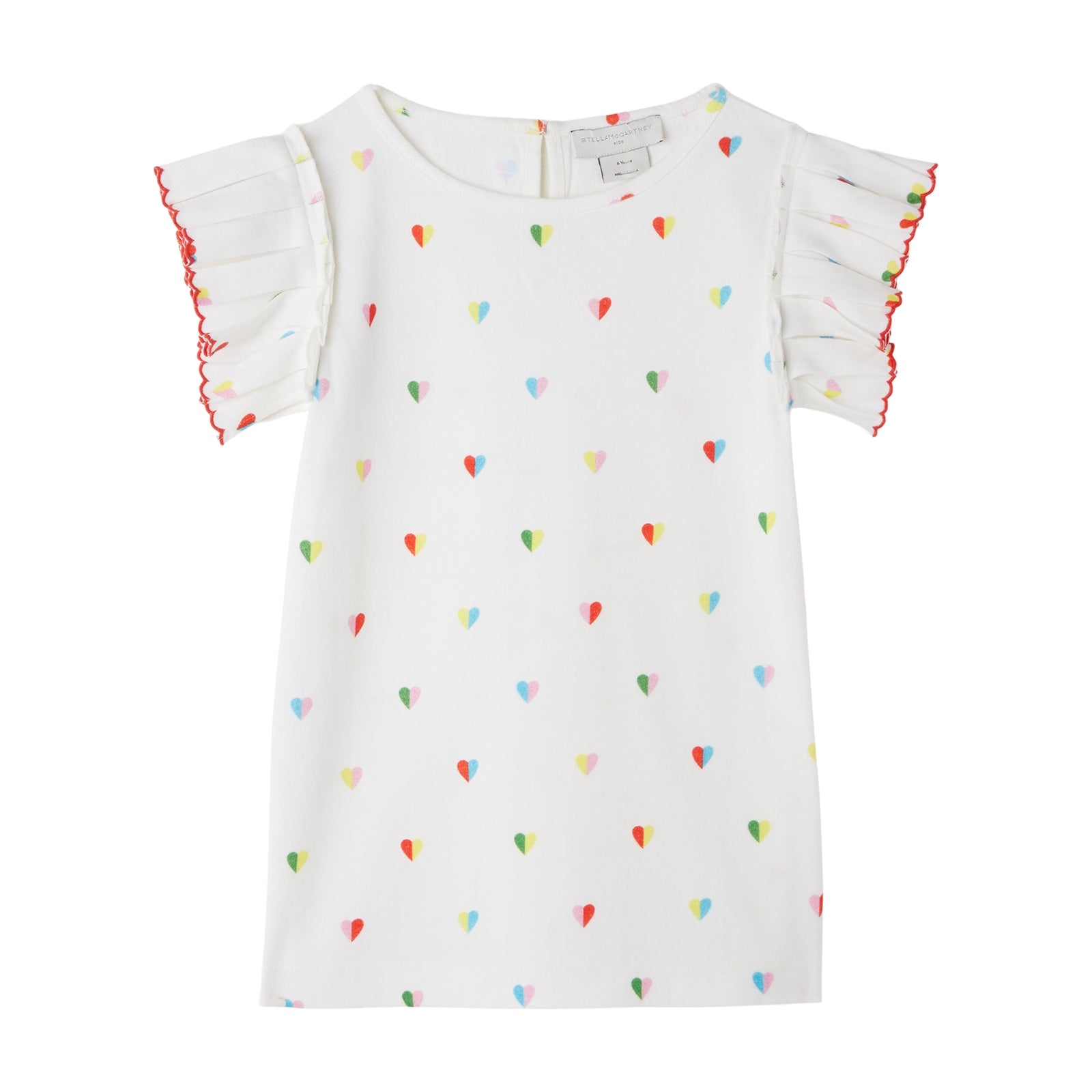 Girls White Heart Cotton T-Shirt