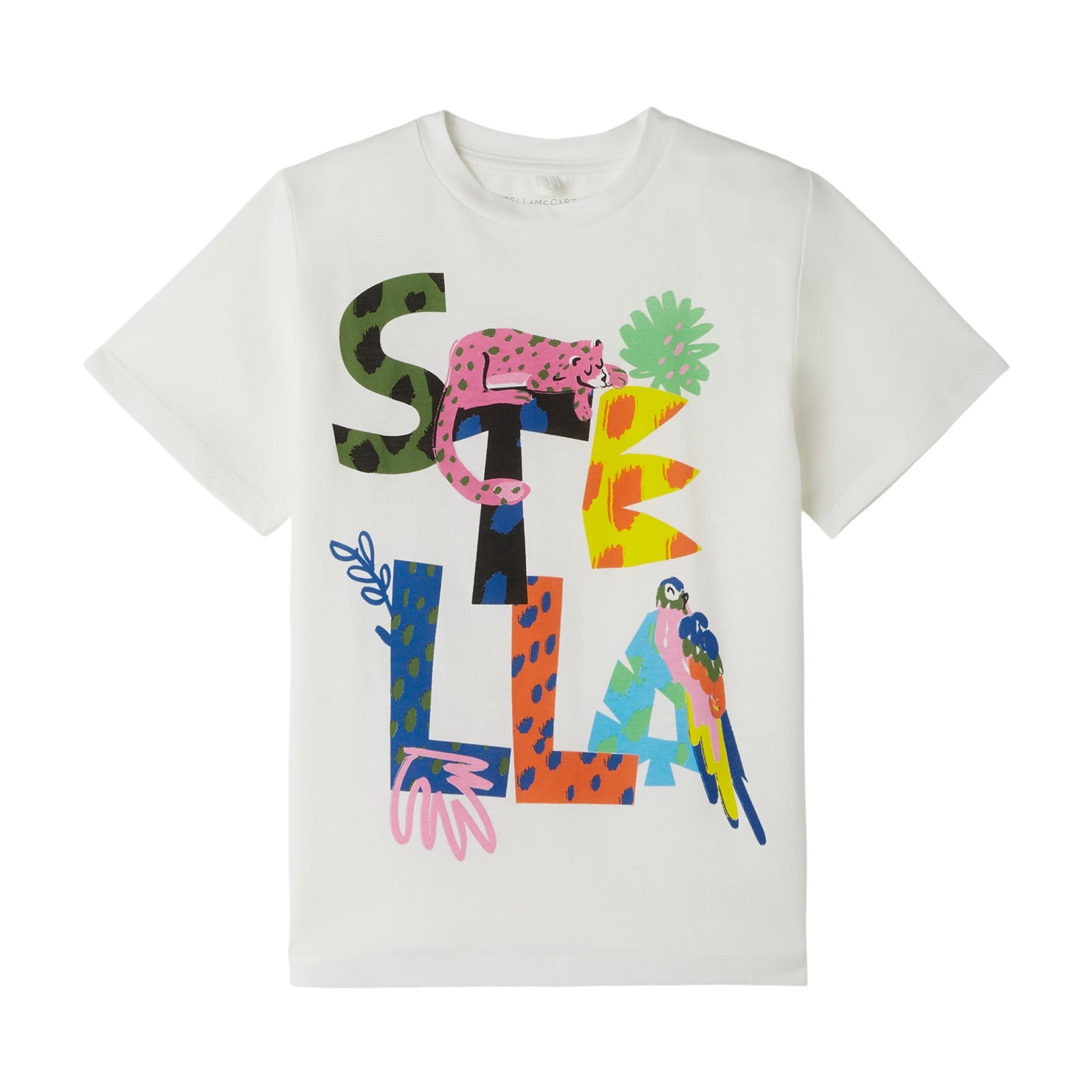 Girls White Printed Cotton T-Shirt