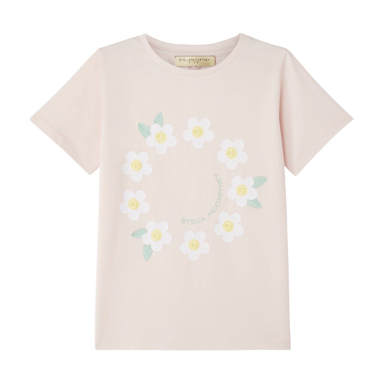 Girls Pink Printed Cotton T-Shirt