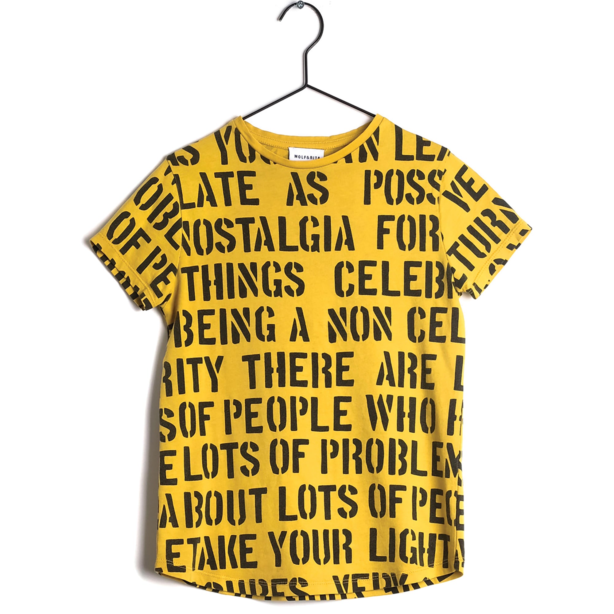 Girls Yellow Printed Cotton T-shirt