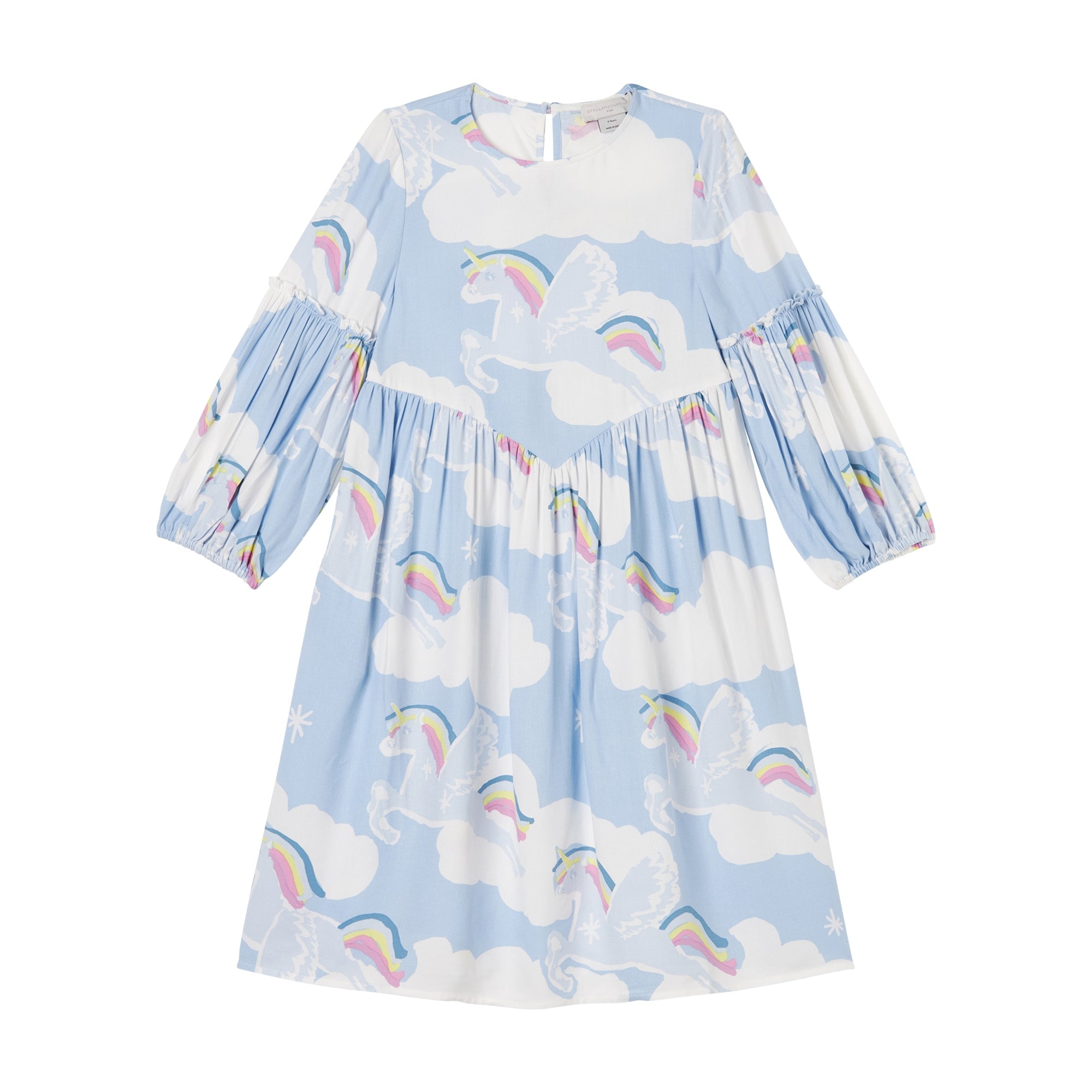 Girls Light Blue Printed Dress