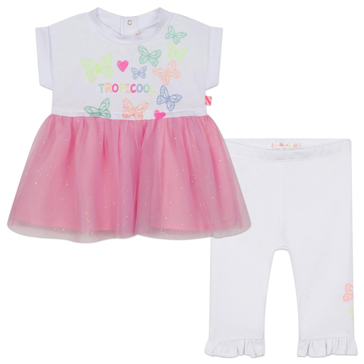 Baby Girls White Dress & Leggings