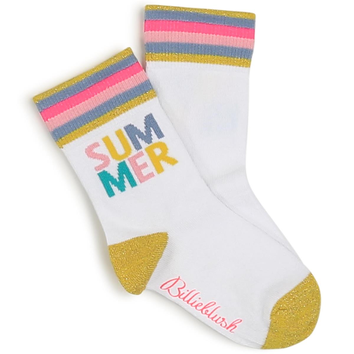 Girls White Logo Socks