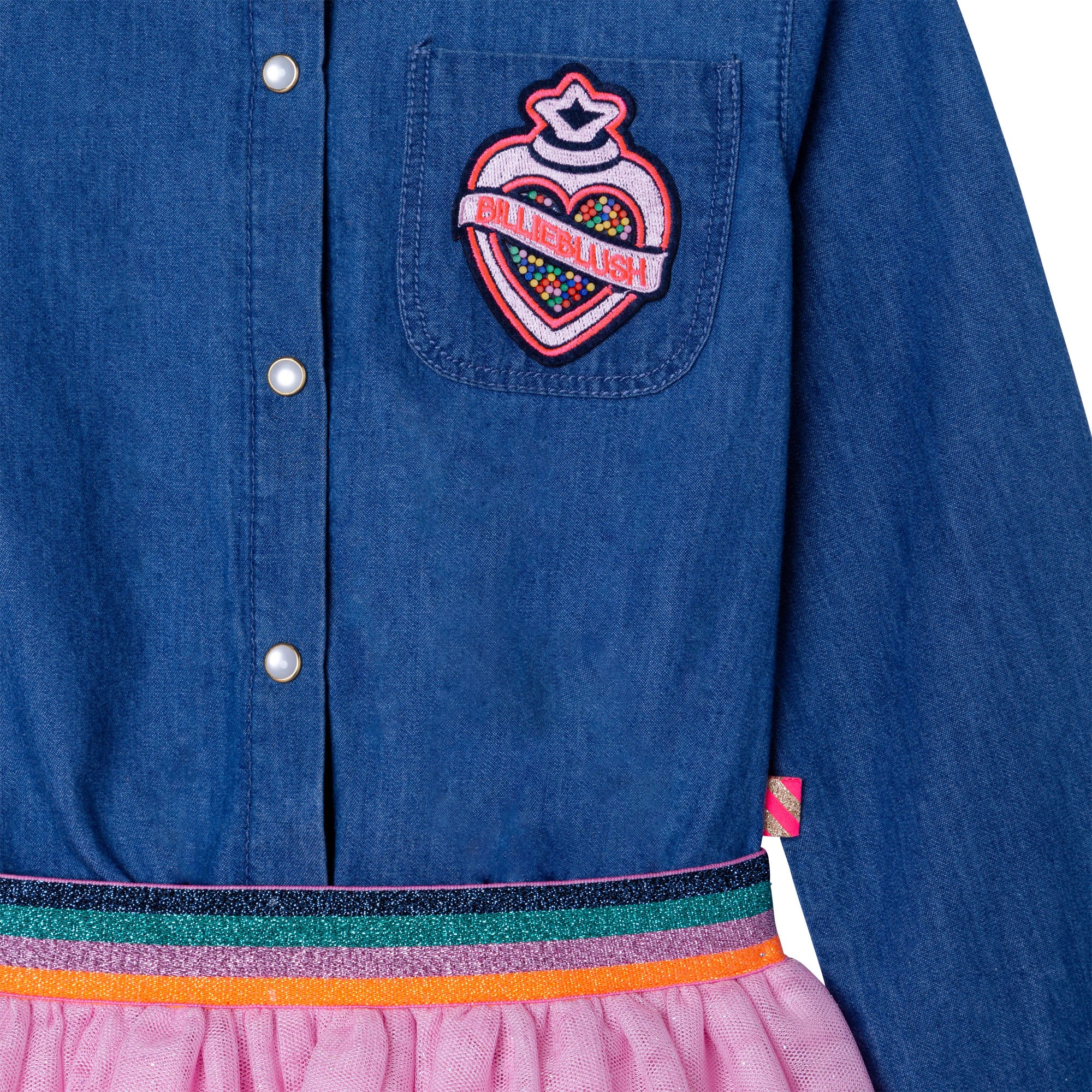 Girls Denim Blue Tulle Dress