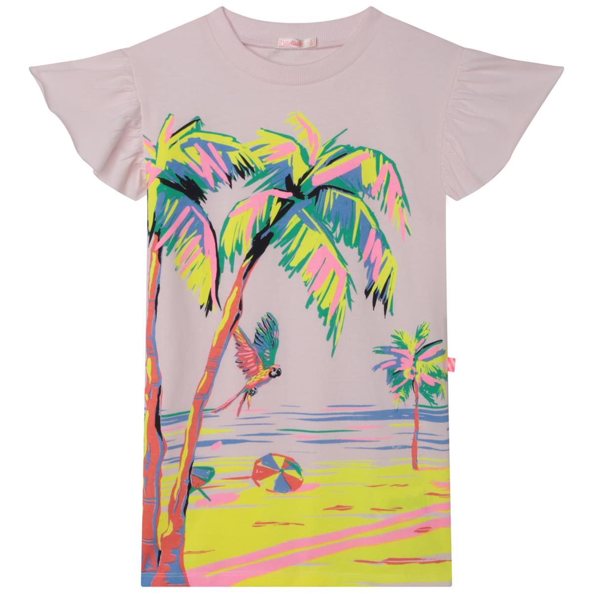 Girls Pink Printed Cotton Dress
