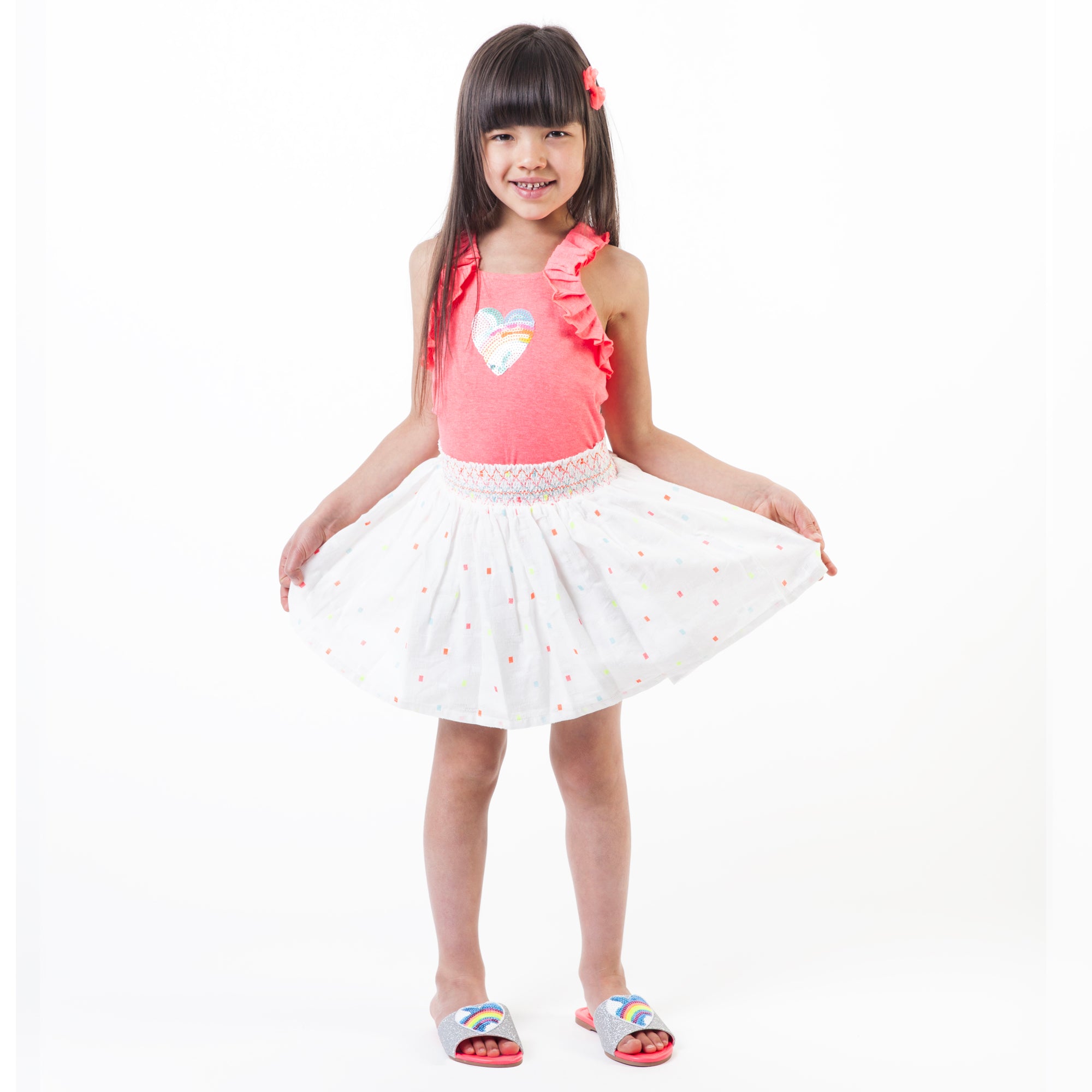 Girls White & Chromatic Ornament Skirt
