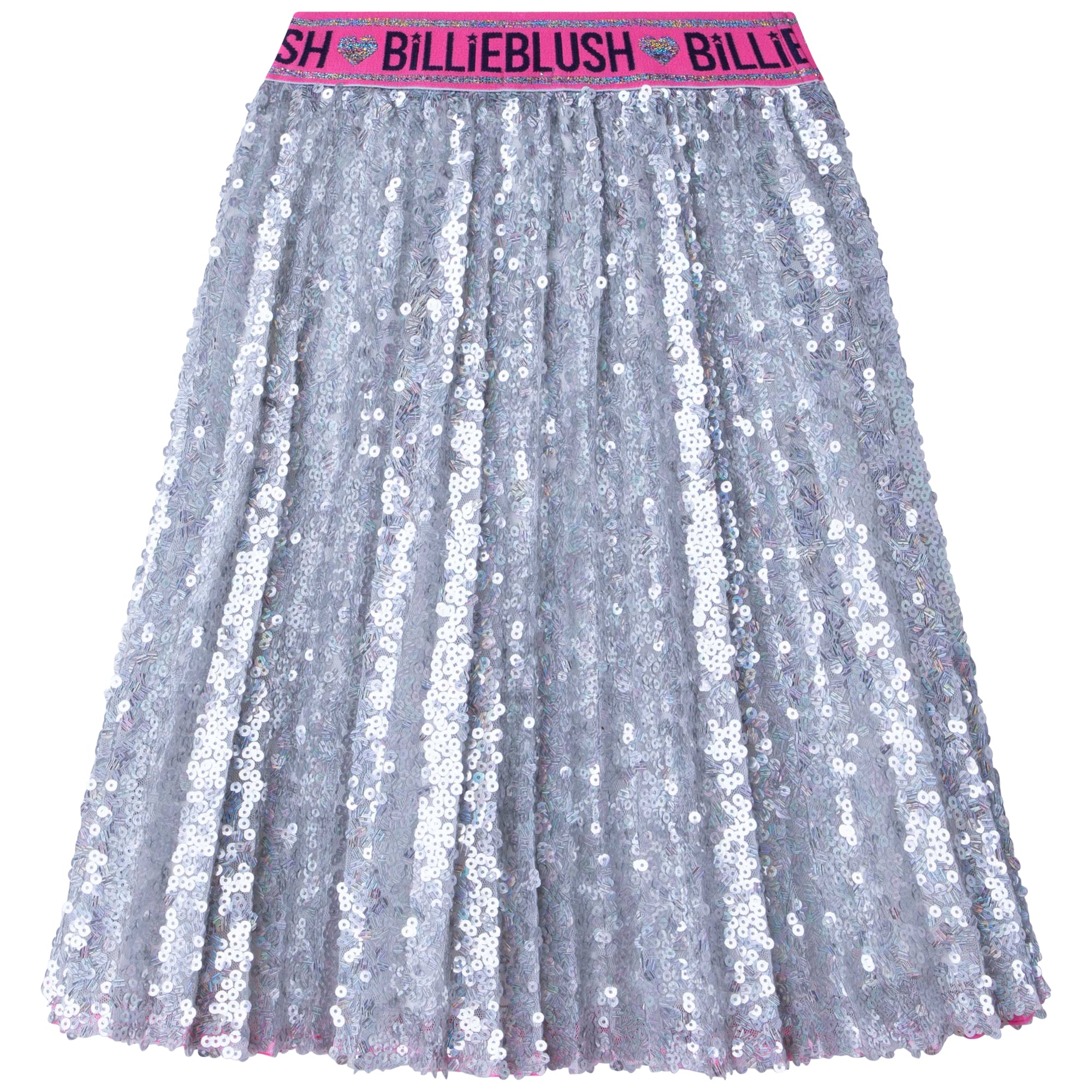Girls Silver Sequin Pleated Skirt