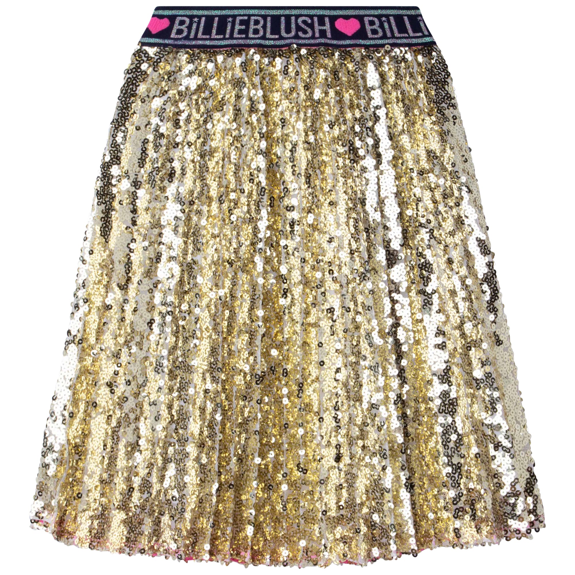 Girls Yellow Sequin Pleated Skirt