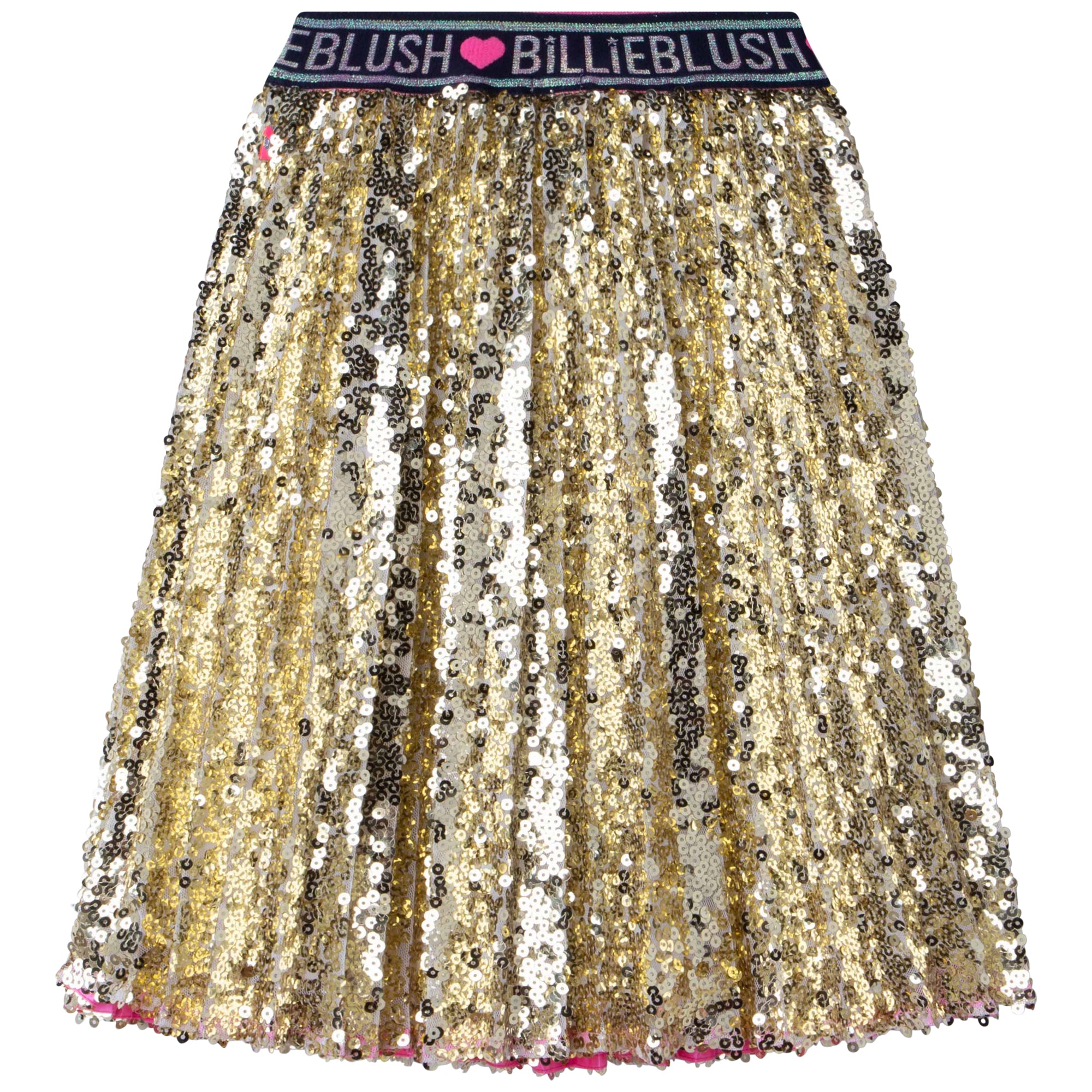 Girls Yellow Sequin Pleated Skirt