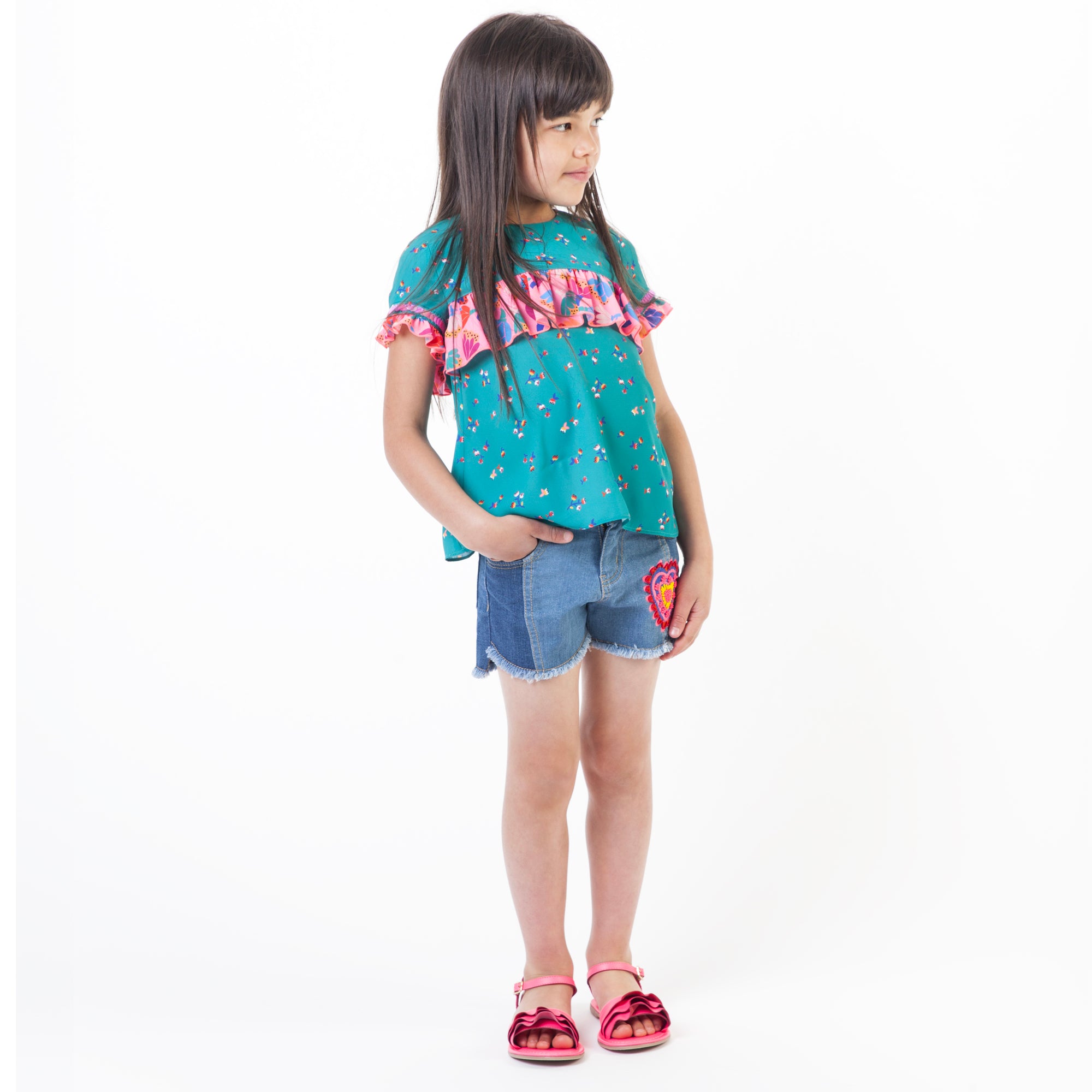 Girls Blue Denim Cotton Shorts
