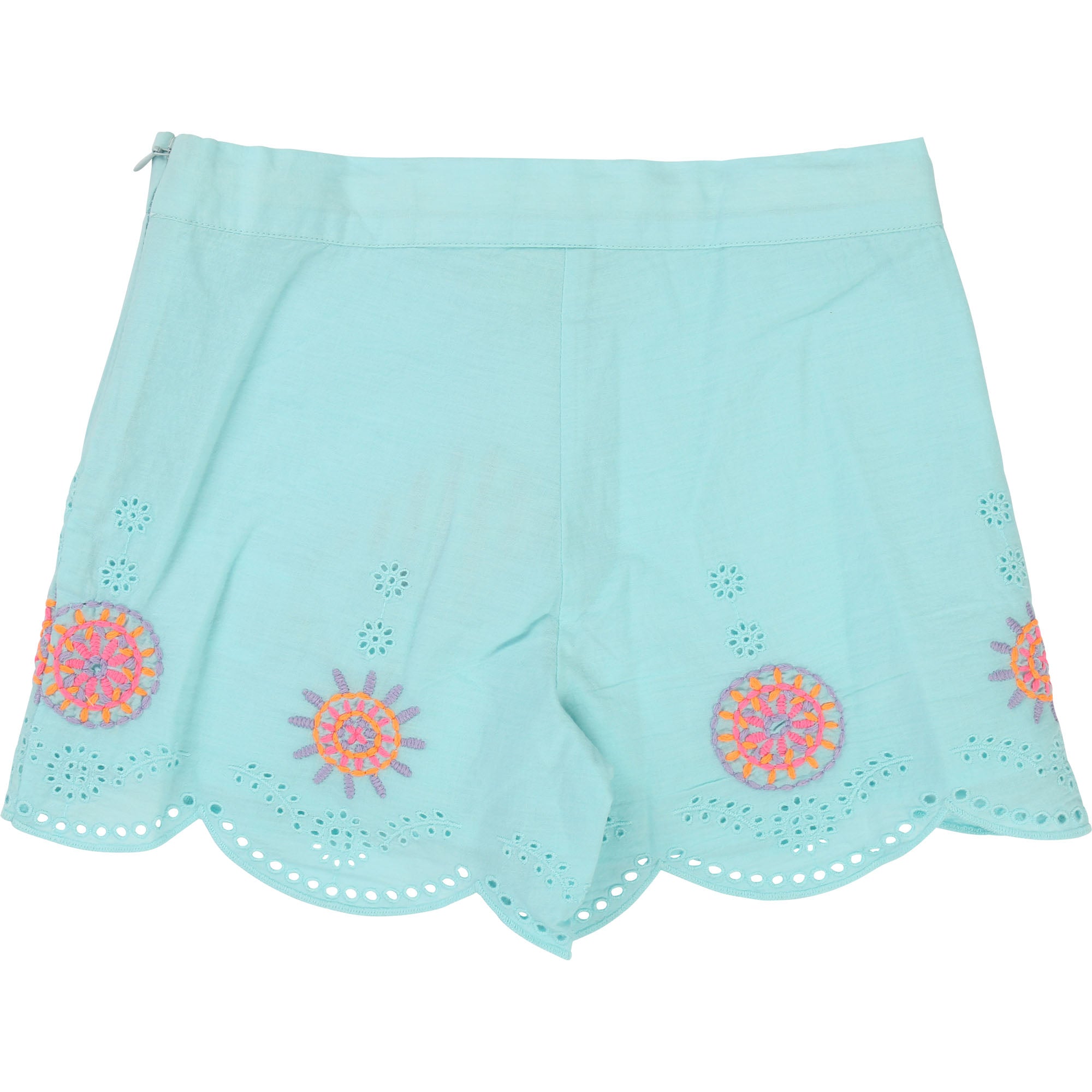 Girls Cyan Cotton Shorts