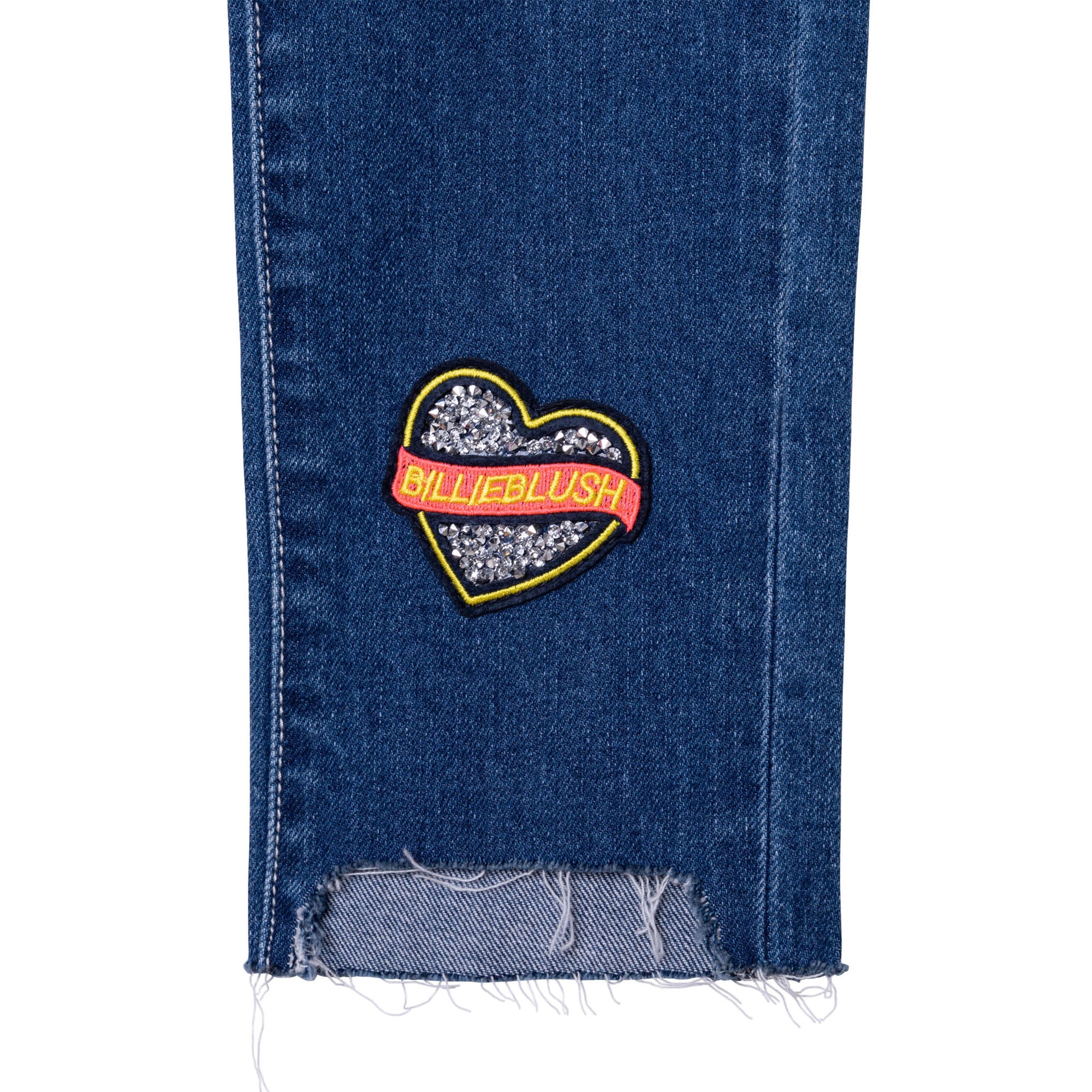 Girls Blue Embroidered Denim Trousers