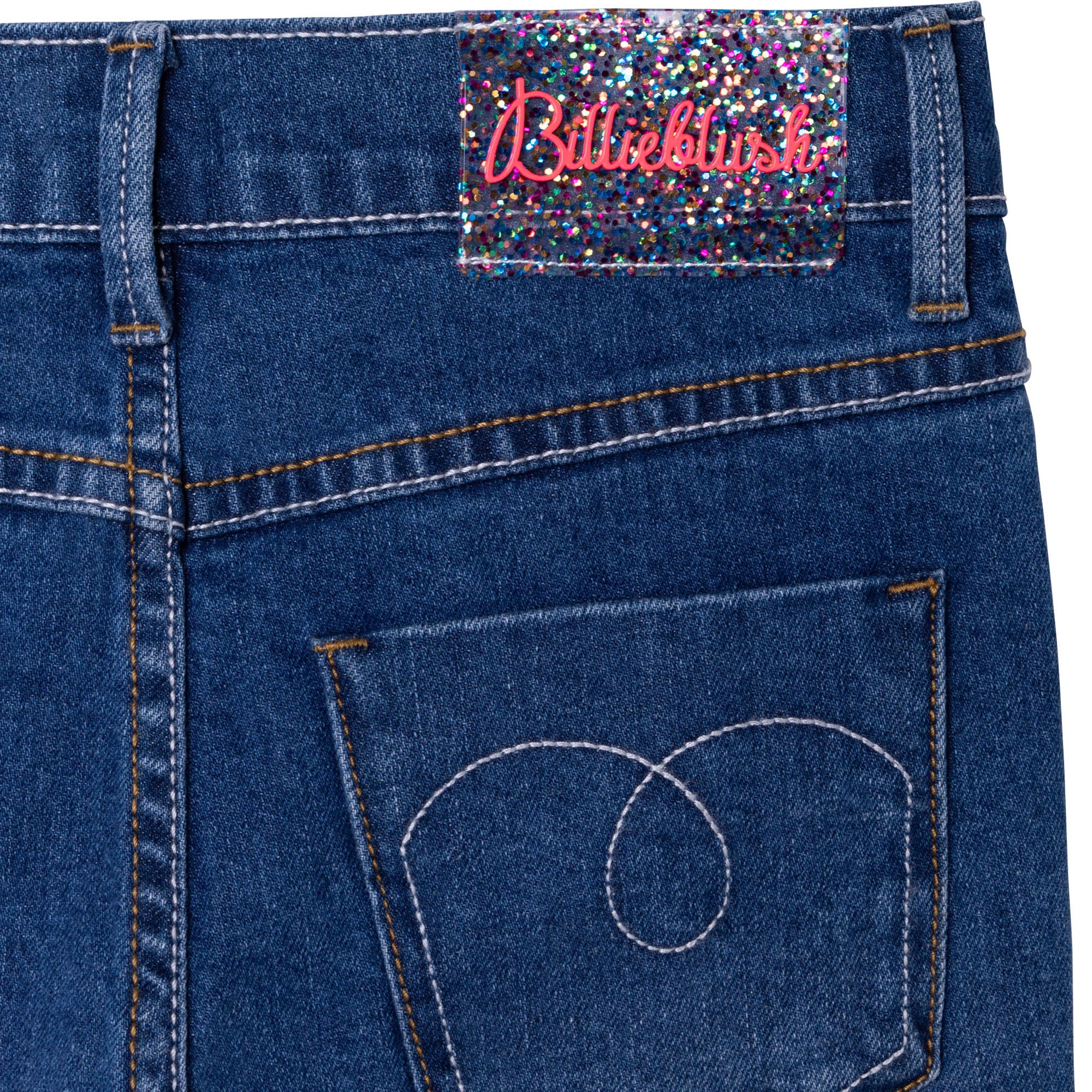 Girls Blue Embroidered Denim Trousers
